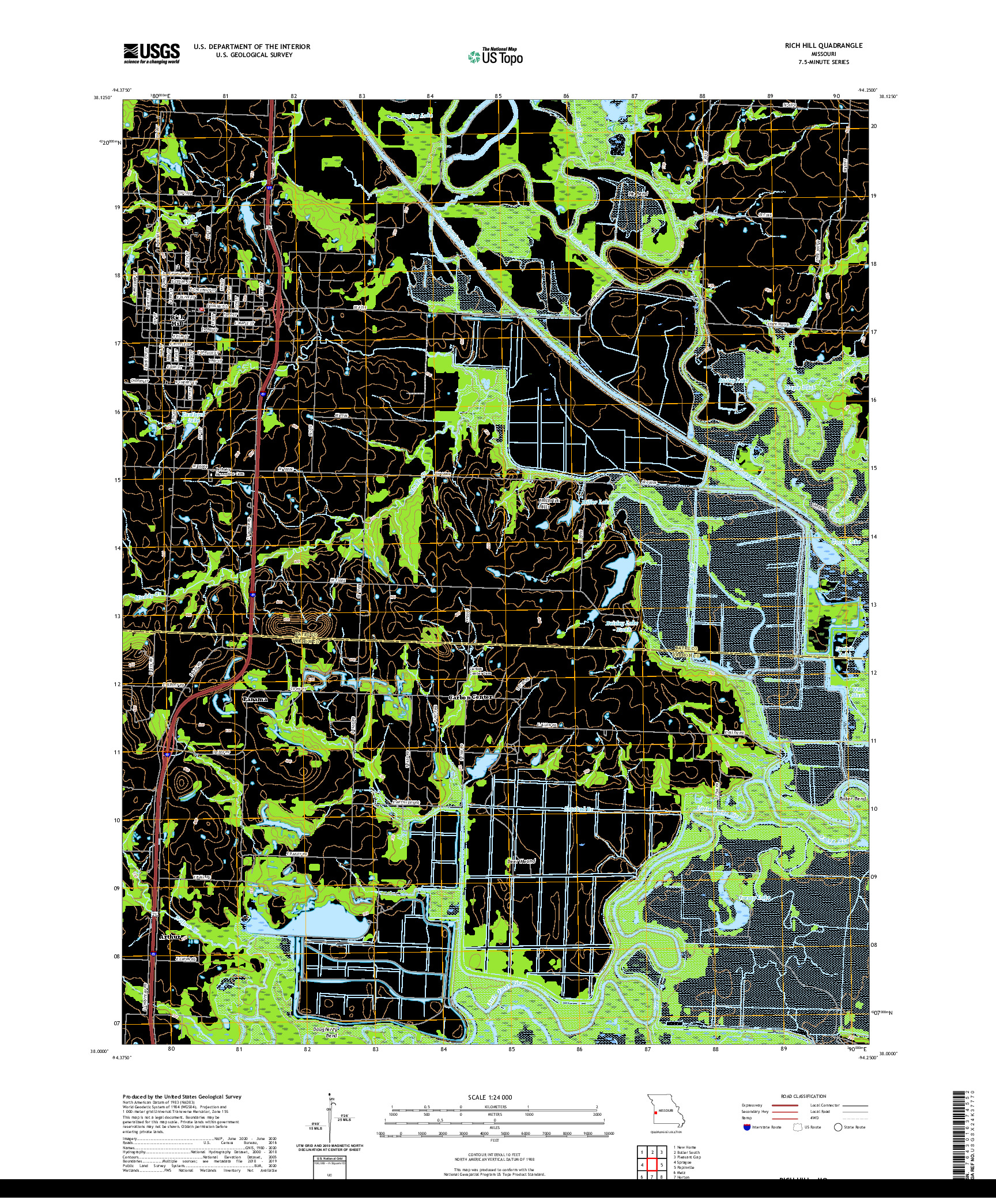 USGS US TOPO 7.5-MINUTE MAP FOR RICH HILL, MO 2021