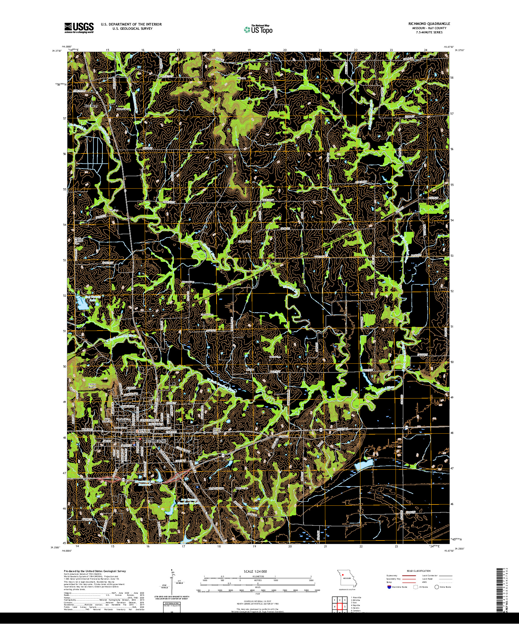 USGS US TOPO 7.5-MINUTE MAP FOR RICHMOND, MO 2021