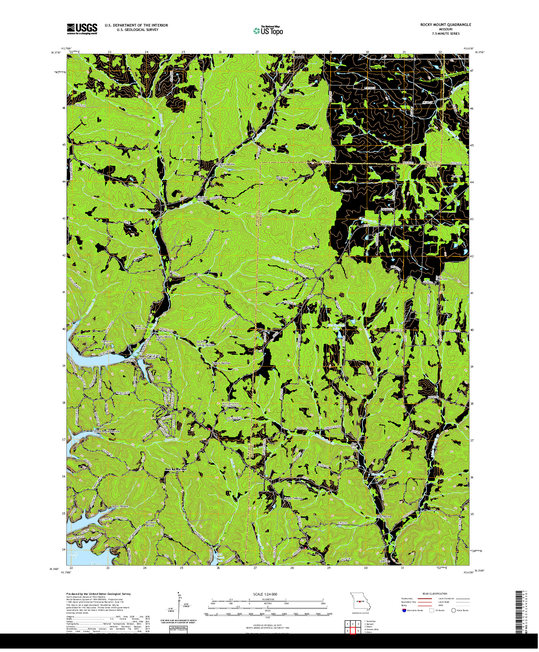USGS US TOPO 7.5-MINUTE MAP FOR ROCKY MOUNT, MO 2021