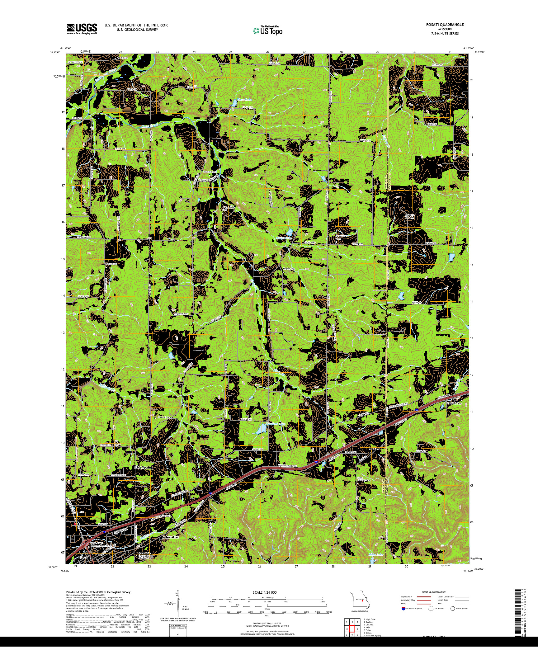 USGS US TOPO 7.5-MINUTE MAP FOR ROSATI, MO 2021