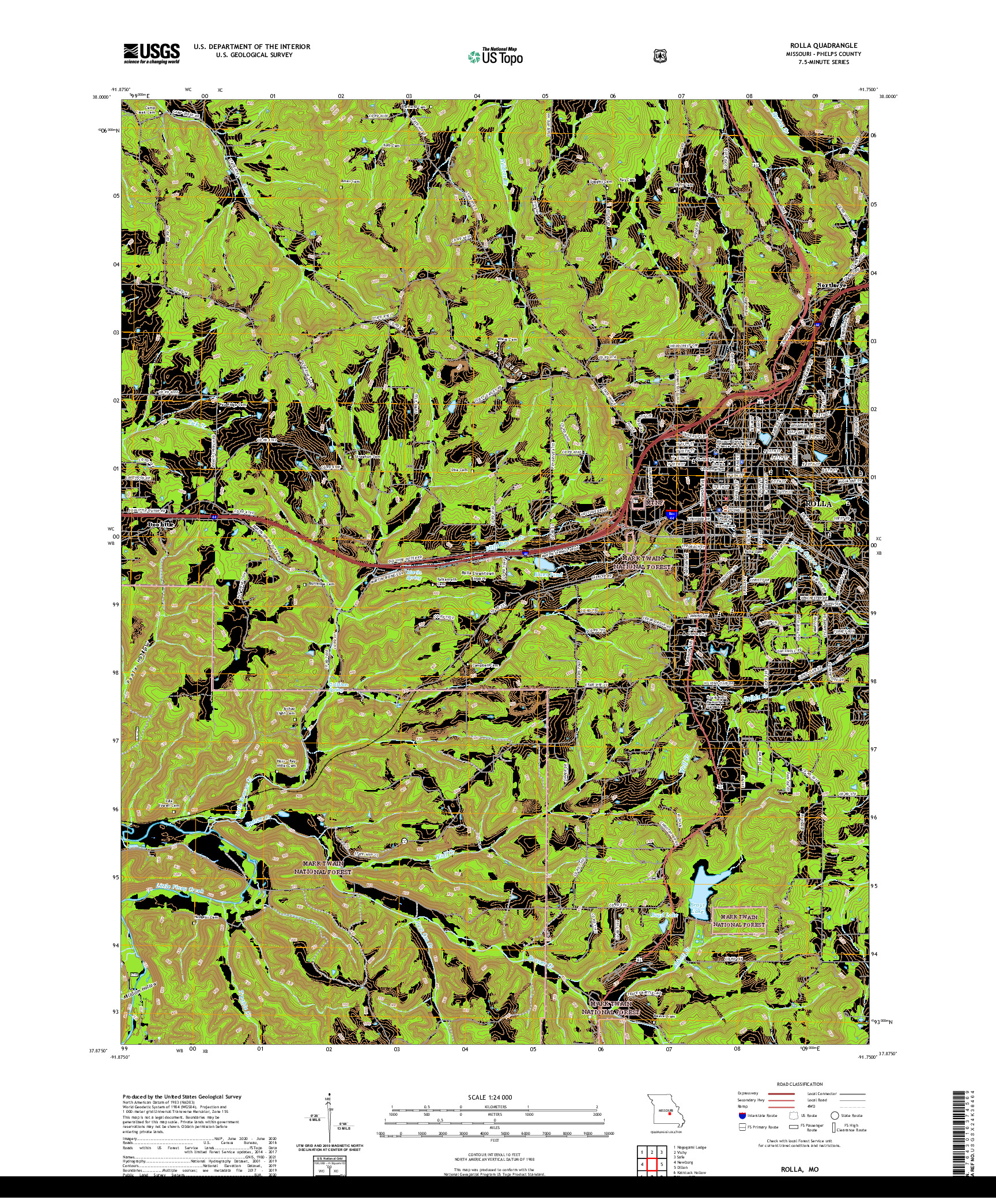 USGS US TOPO 7.5-MINUTE MAP FOR ROLLA, MO 2021