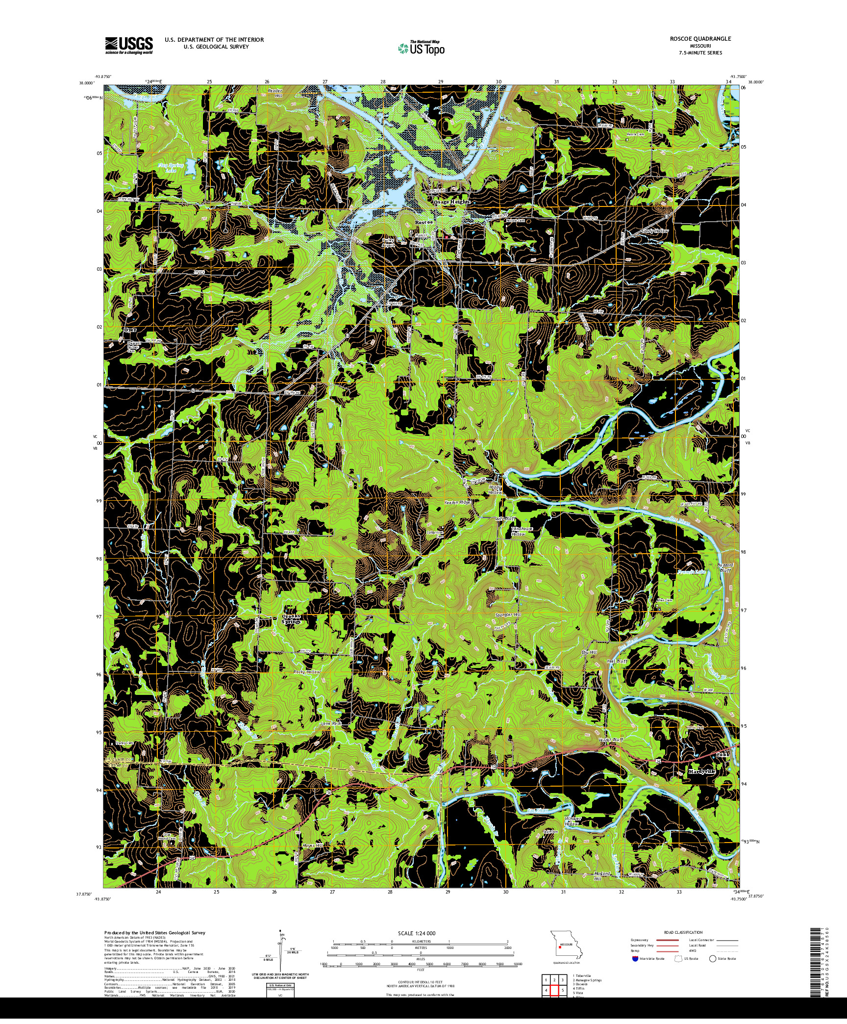 USGS US TOPO 7.5-MINUTE MAP FOR ROSCOE, MO 2021