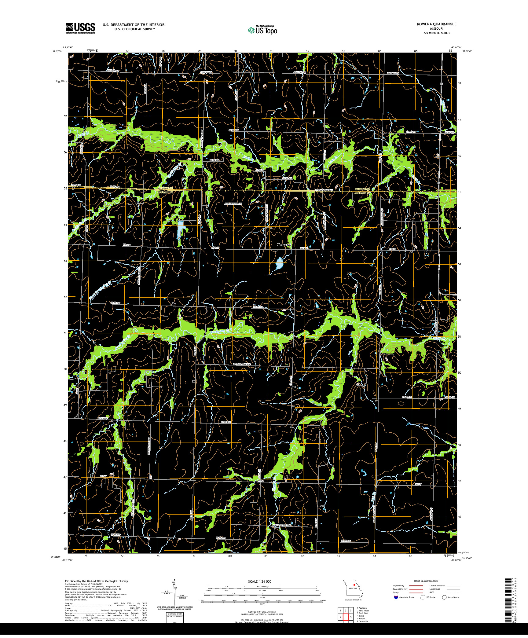 USGS US TOPO 7.5-MINUTE MAP FOR ROWENA, MO 2021