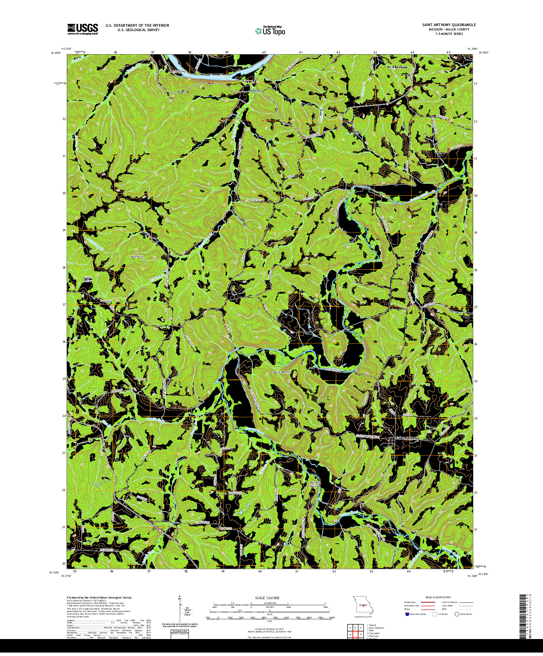 USGS US TOPO 7.5-MINUTE MAP FOR SAINT ANTHONY, MO 2021