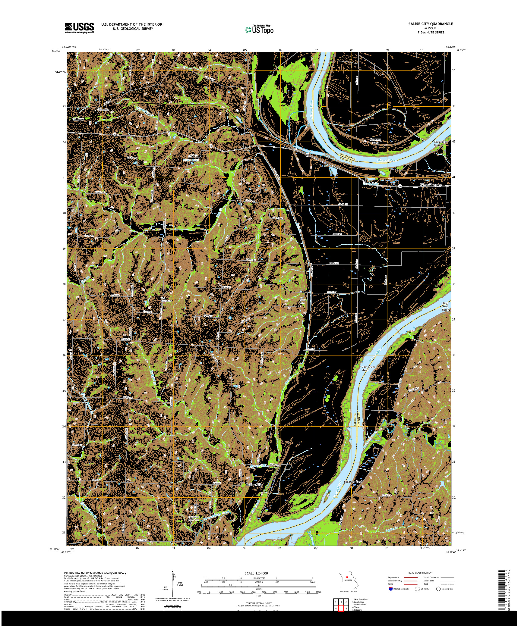 USGS US TOPO 7.5-MINUTE MAP FOR SALINE CITY, MO 2021