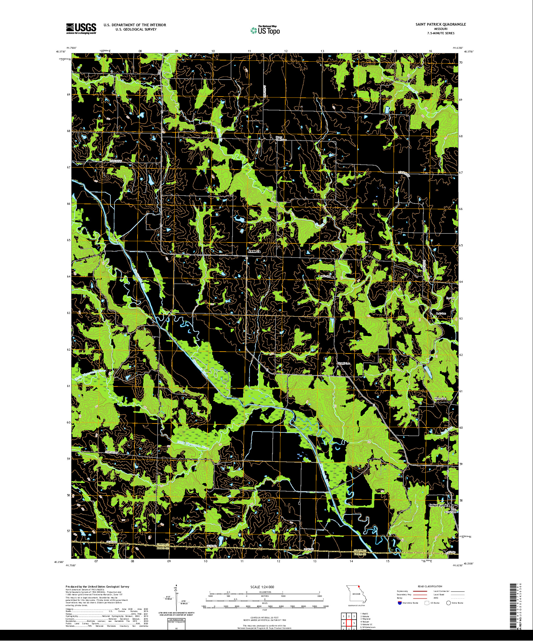 USGS US TOPO 7.5-MINUTE MAP FOR SAINT PATRICK, MO 2021
