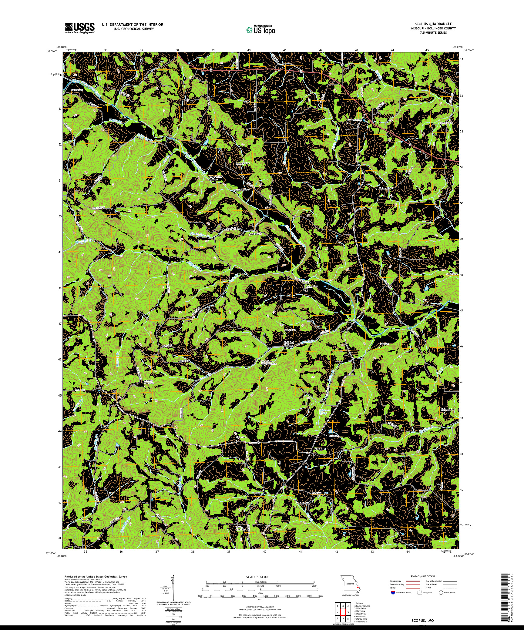 USGS US TOPO 7.5-MINUTE MAP FOR SCOPUS, MO 2021