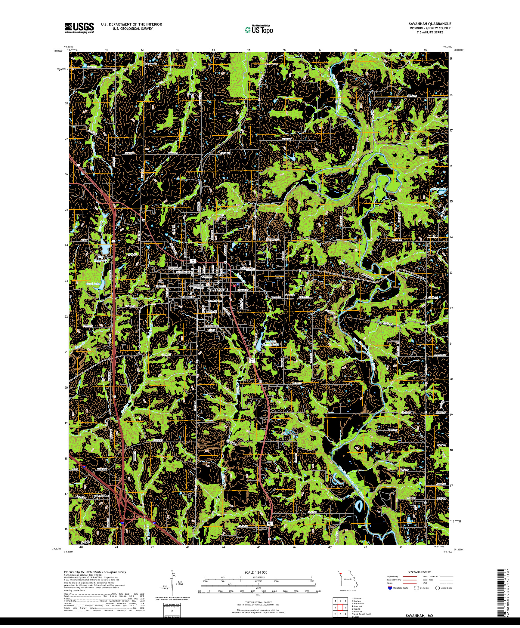USGS US TOPO 7.5-MINUTE MAP FOR SAVANNAH, MO 2021