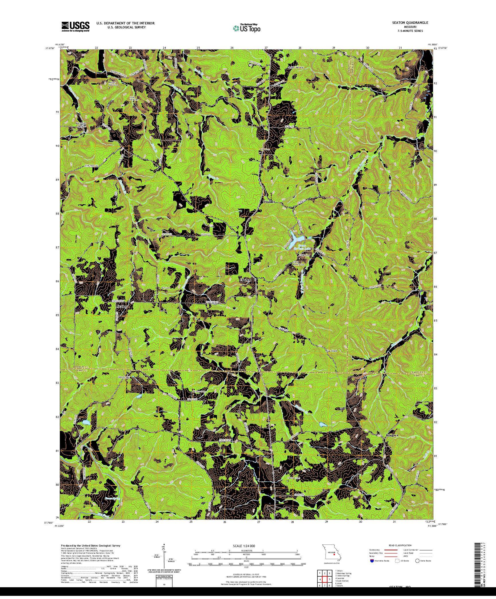 USGS US TOPO 7.5-MINUTE MAP FOR SEATON, MO 2021