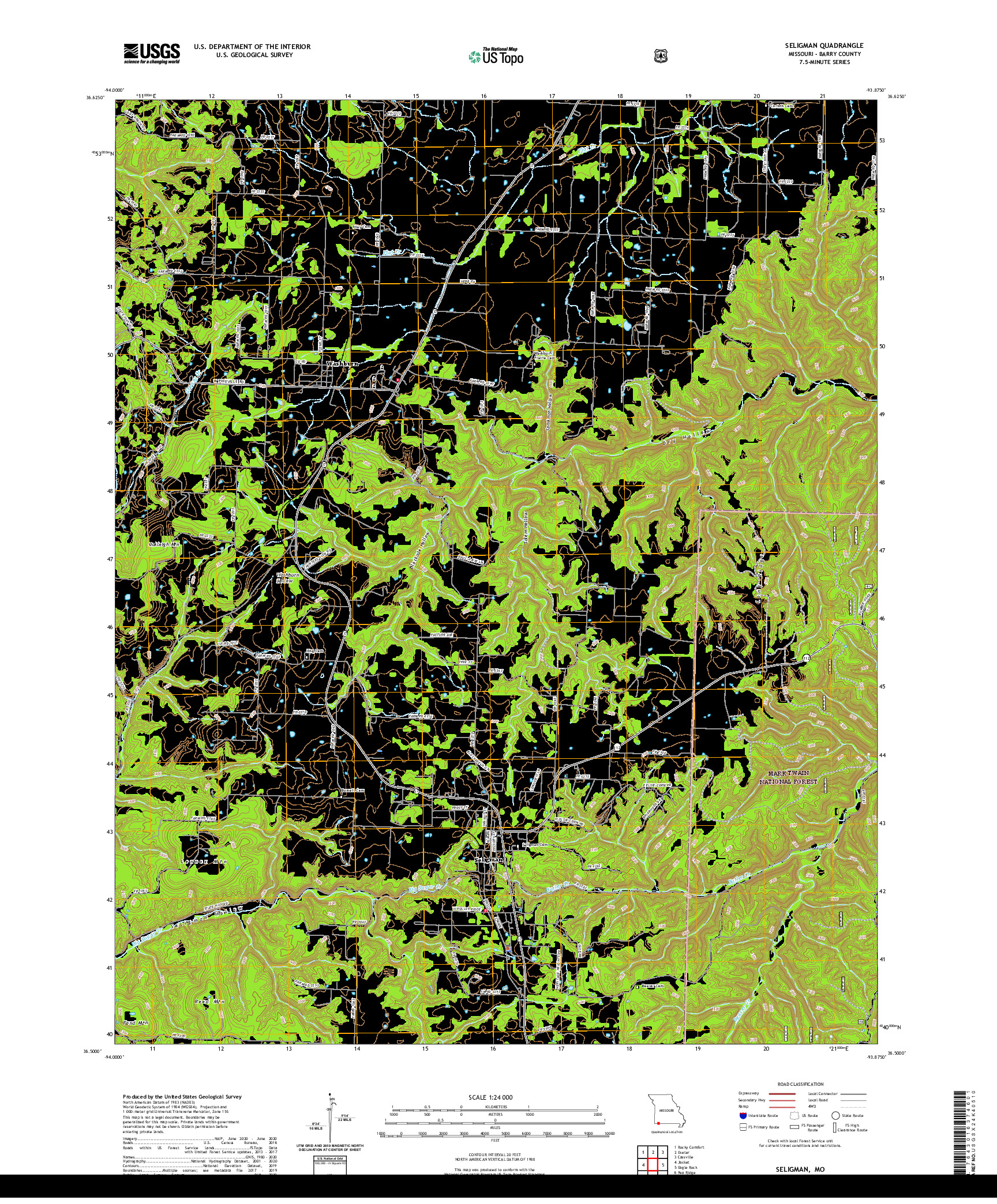 USGS US TOPO 7.5-MINUTE MAP FOR SELIGMAN, MO 2021