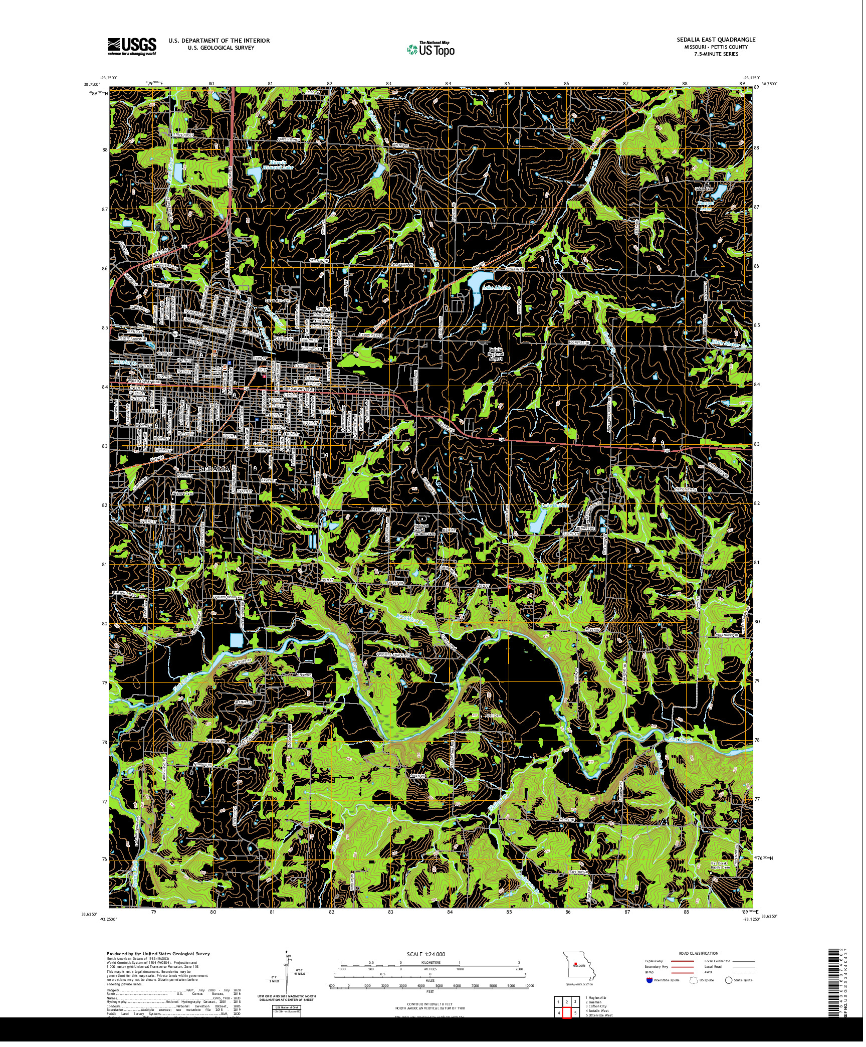 USGS US TOPO 7.5-MINUTE MAP FOR SEDALIA EAST, MO 2021