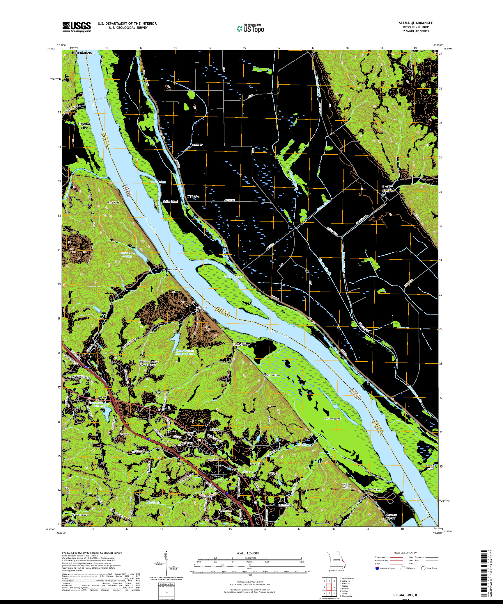 USGS US TOPO 7.5-MINUTE MAP FOR SELMA, MO,IL 2021