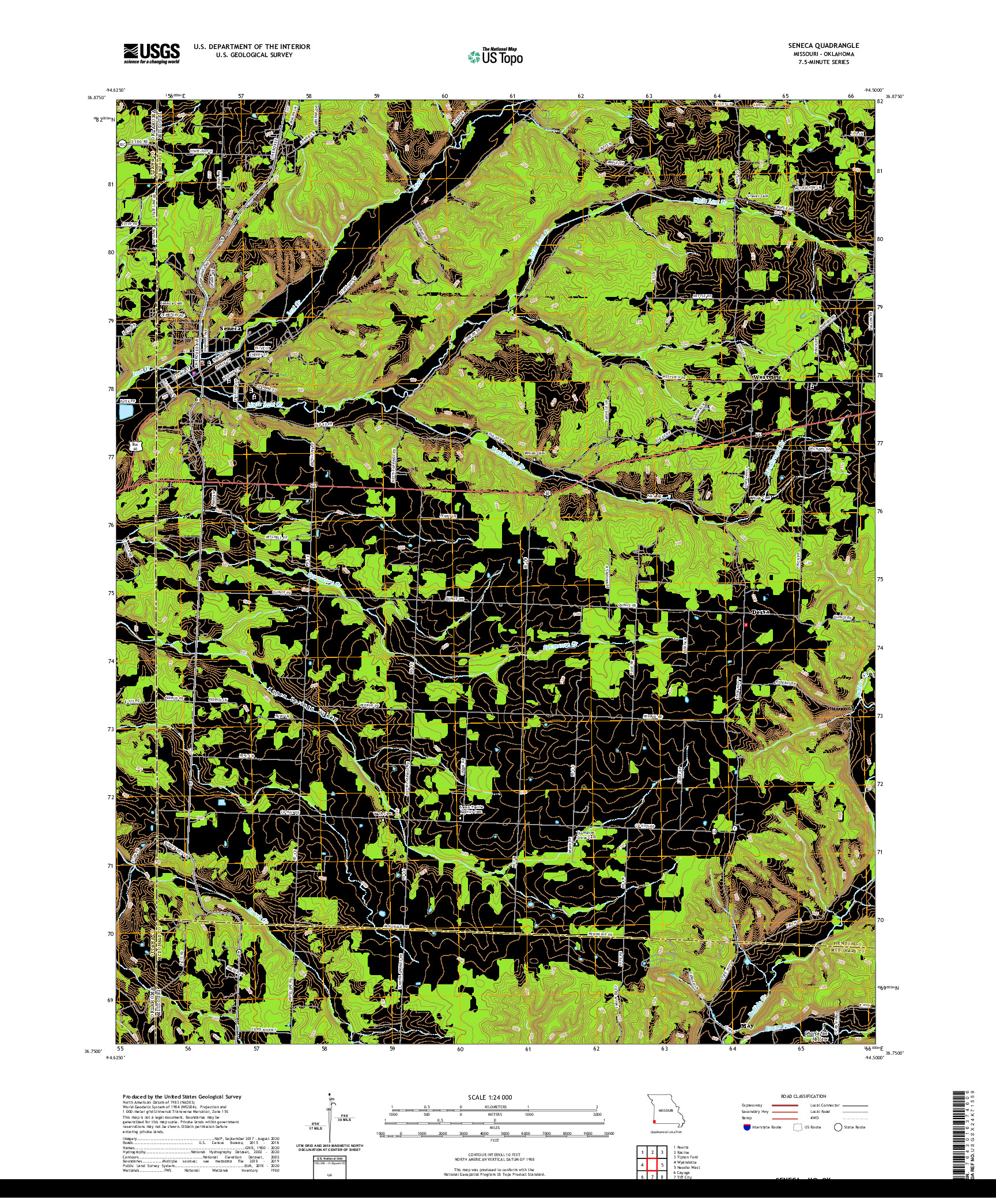 USGS US TOPO 7.5-MINUTE MAP FOR SENECA, MO,OK 2021