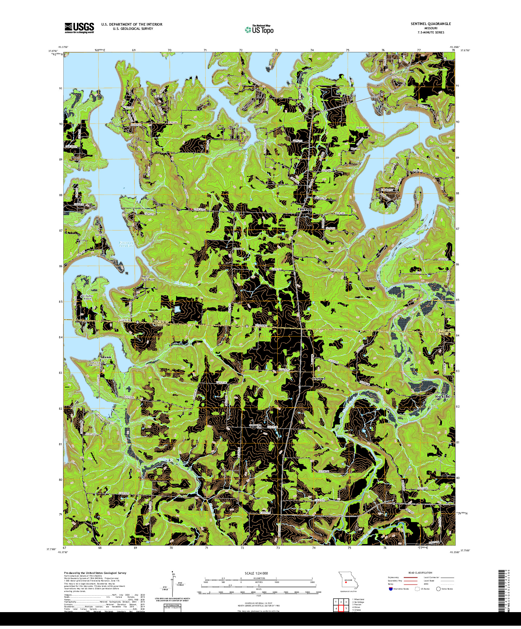 USGS US TOPO 7.5-MINUTE MAP FOR SENTINEL, MO 2021