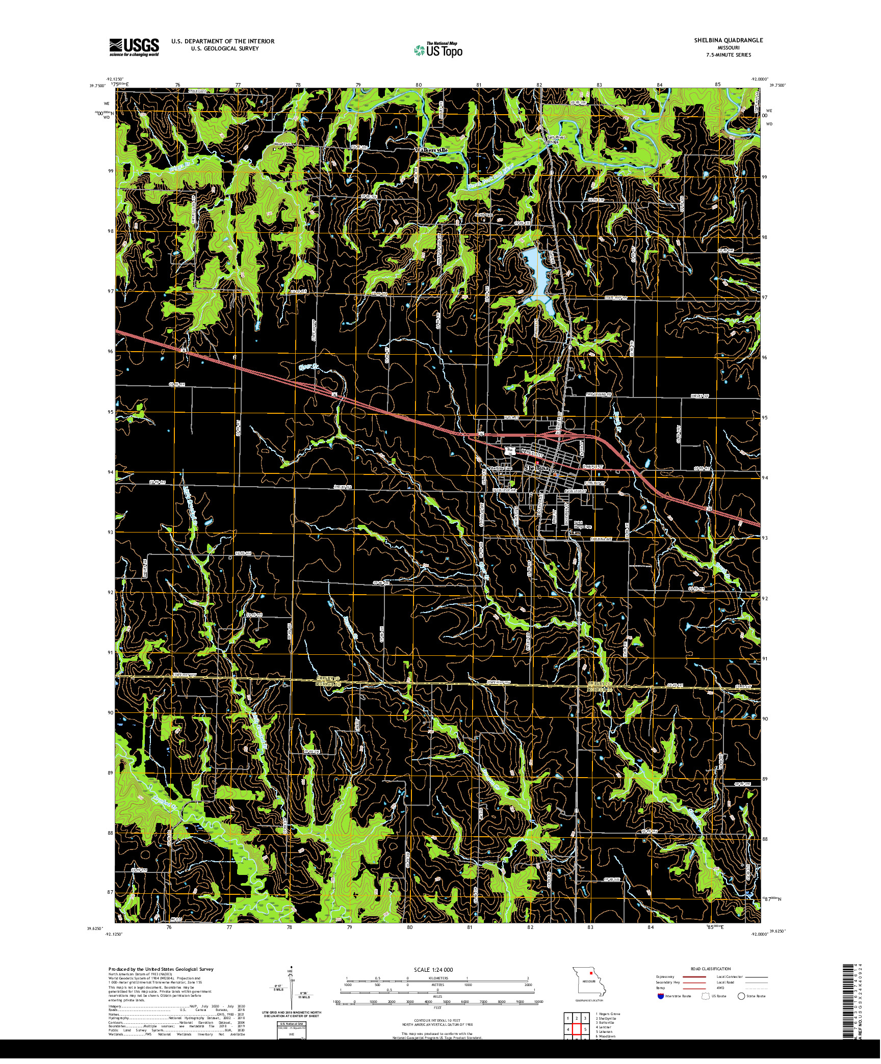 USGS US TOPO 7.5-MINUTE MAP FOR SHELBINA, MO 2021