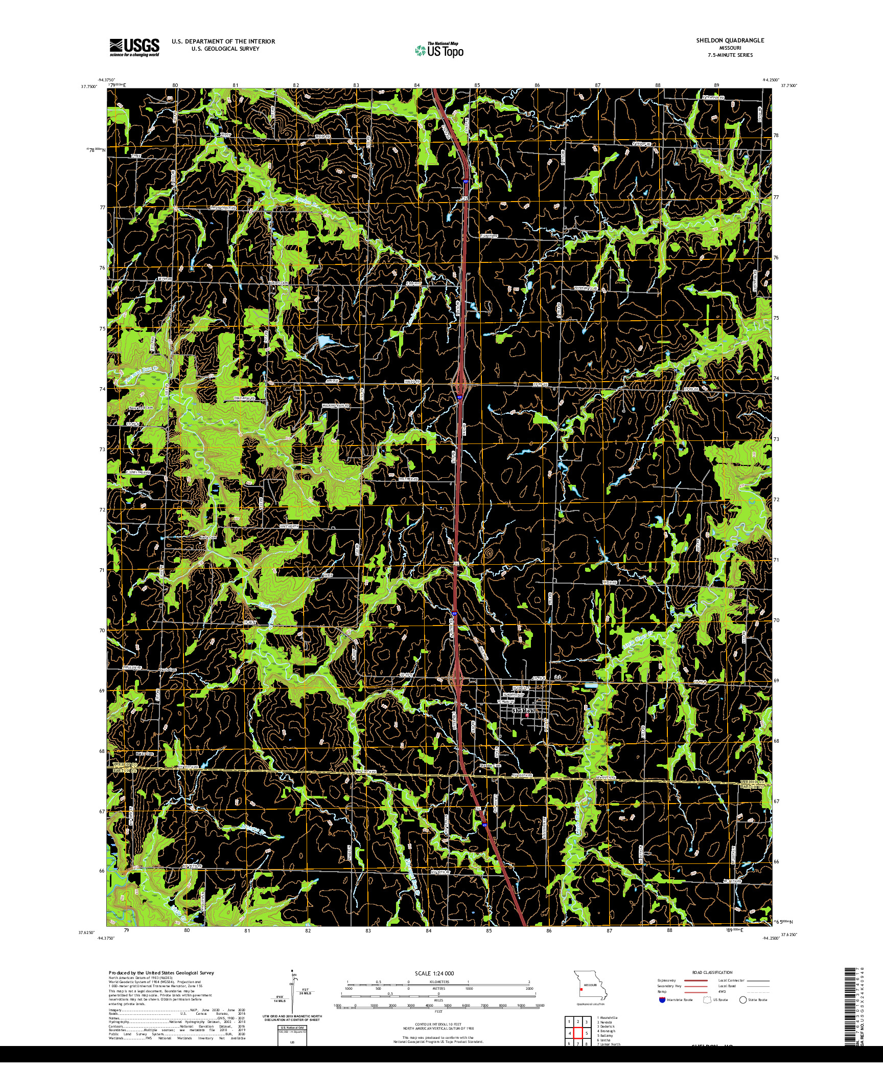 USGS US TOPO 7.5-MINUTE MAP FOR SHELDON, MO 2021
