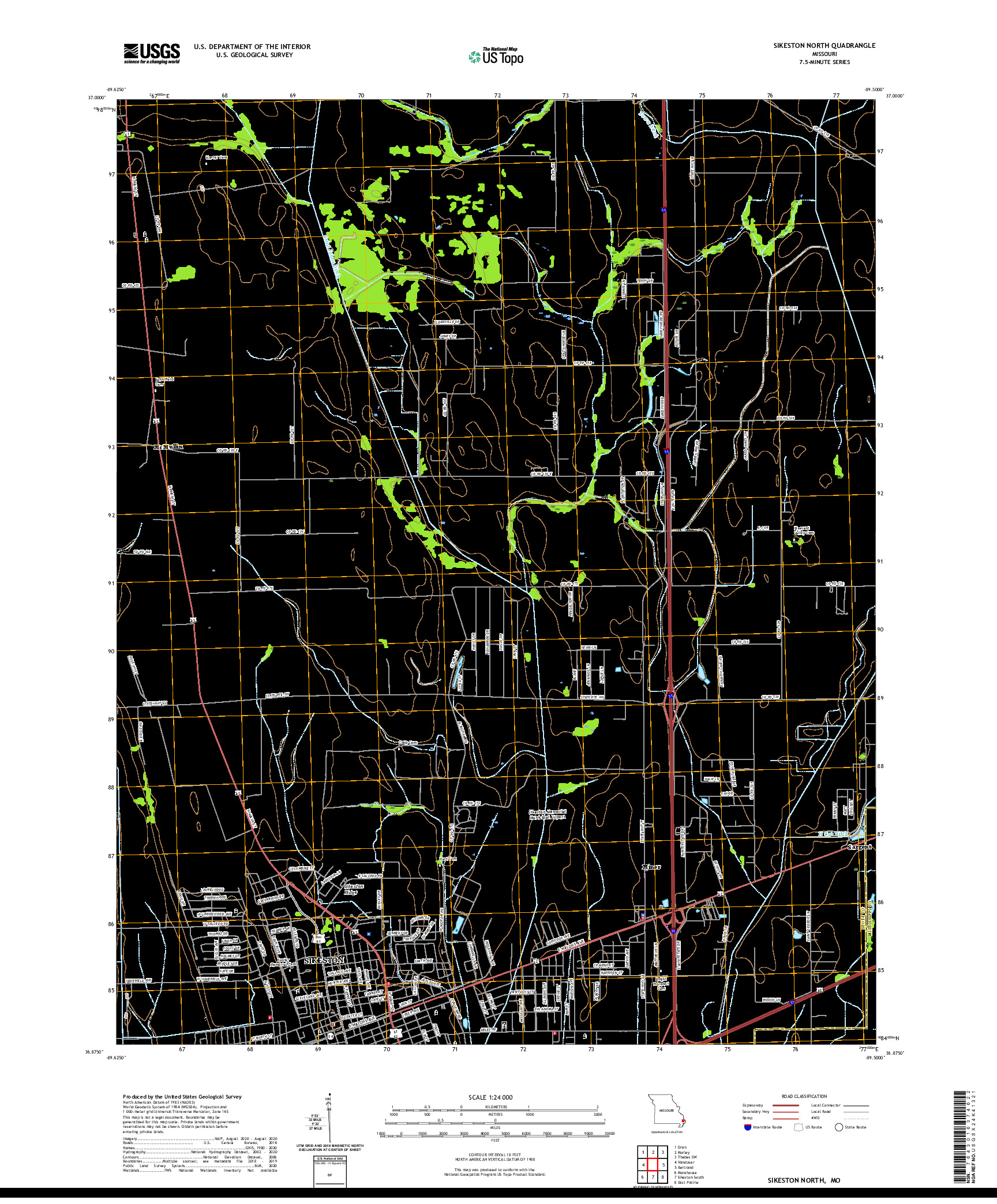 USGS US TOPO 7.5-MINUTE MAP FOR SIKESTON NORTH, MO 2021