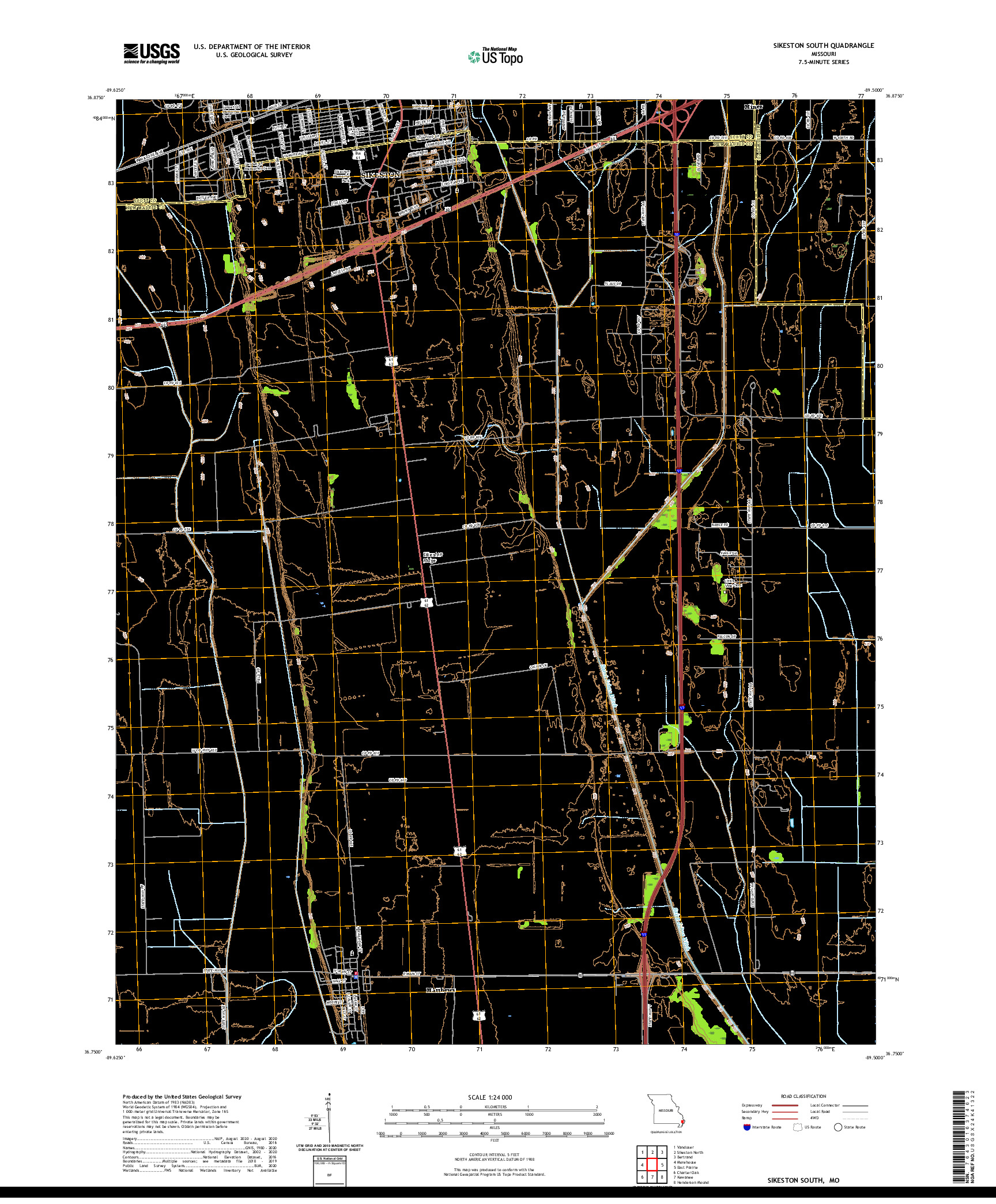 USGS US TOPO 7.5-MINUTE MAP FOR SIKESTON SOUTH, MO 2021