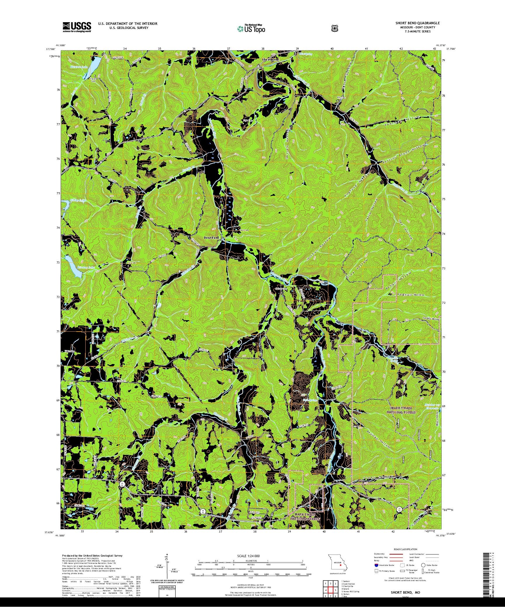 USGS US TOPO 7.5-MINUTE MAP FOR SHORT BEND, MO 2021