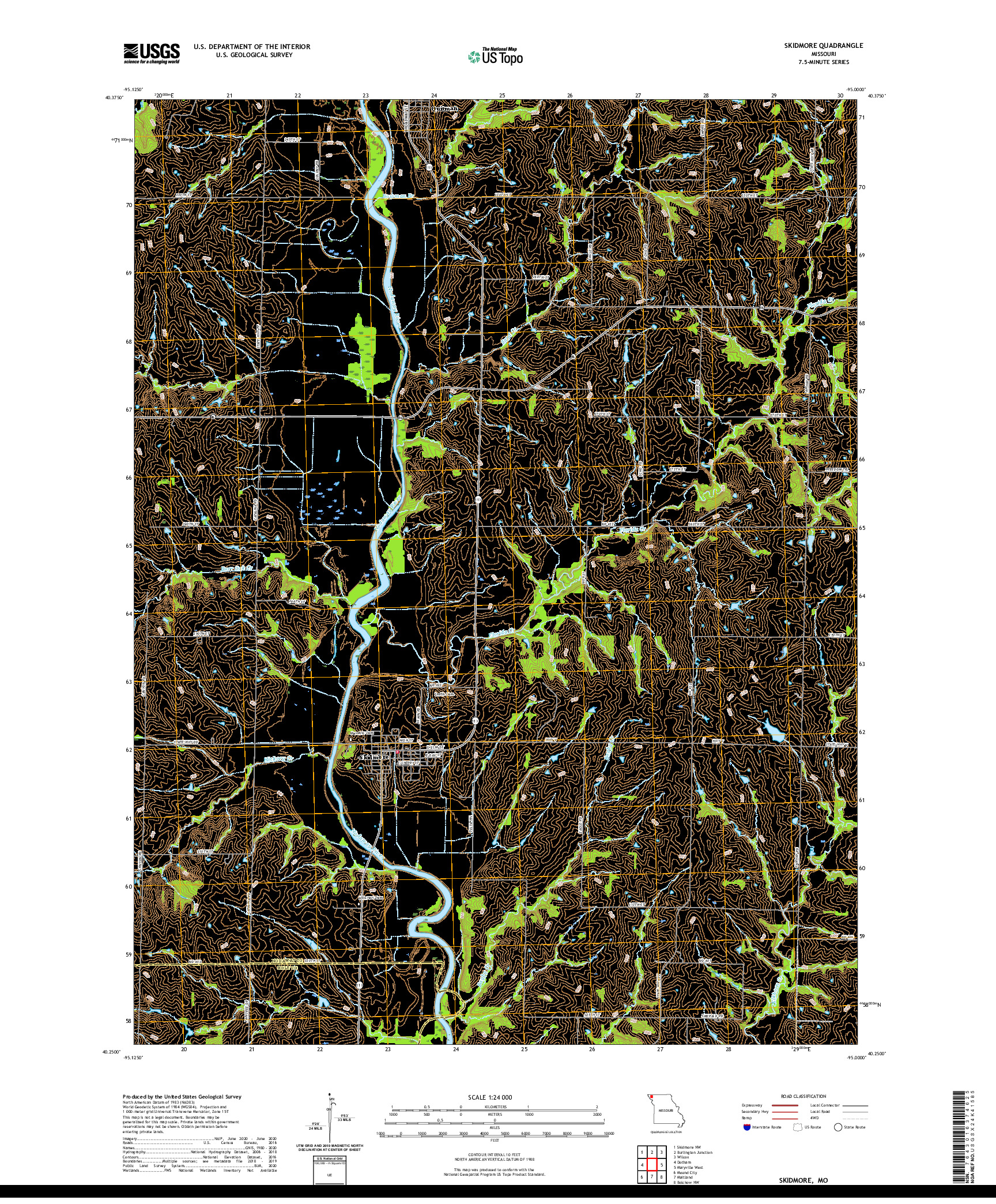 USGS US TOPO 7.5-MINUTE MAP FOR SKIDMORE, MO 2021