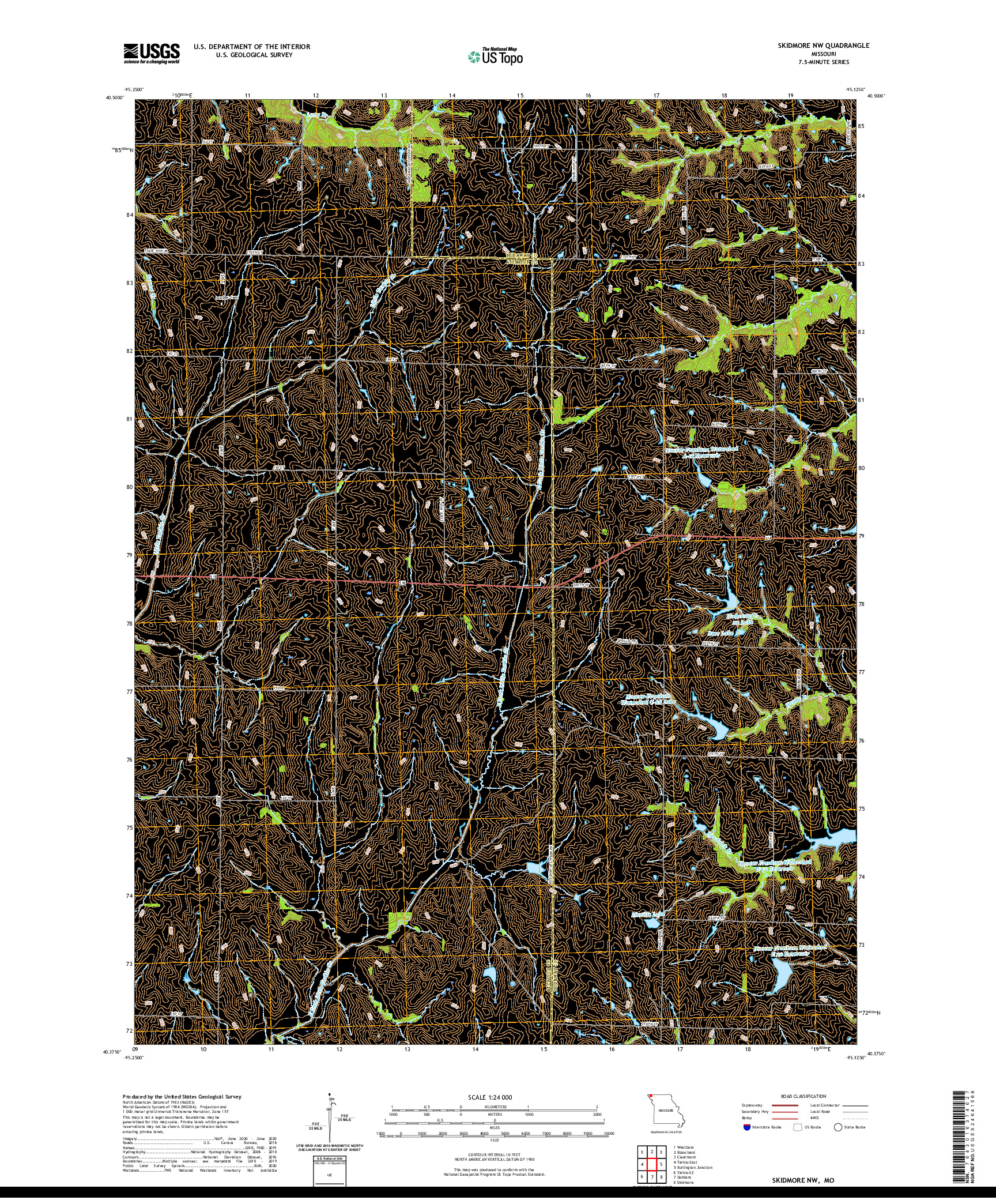 USGS US TOPO 7.5-MINUTE MAP FOR SKIDMORE NW, MO 2021