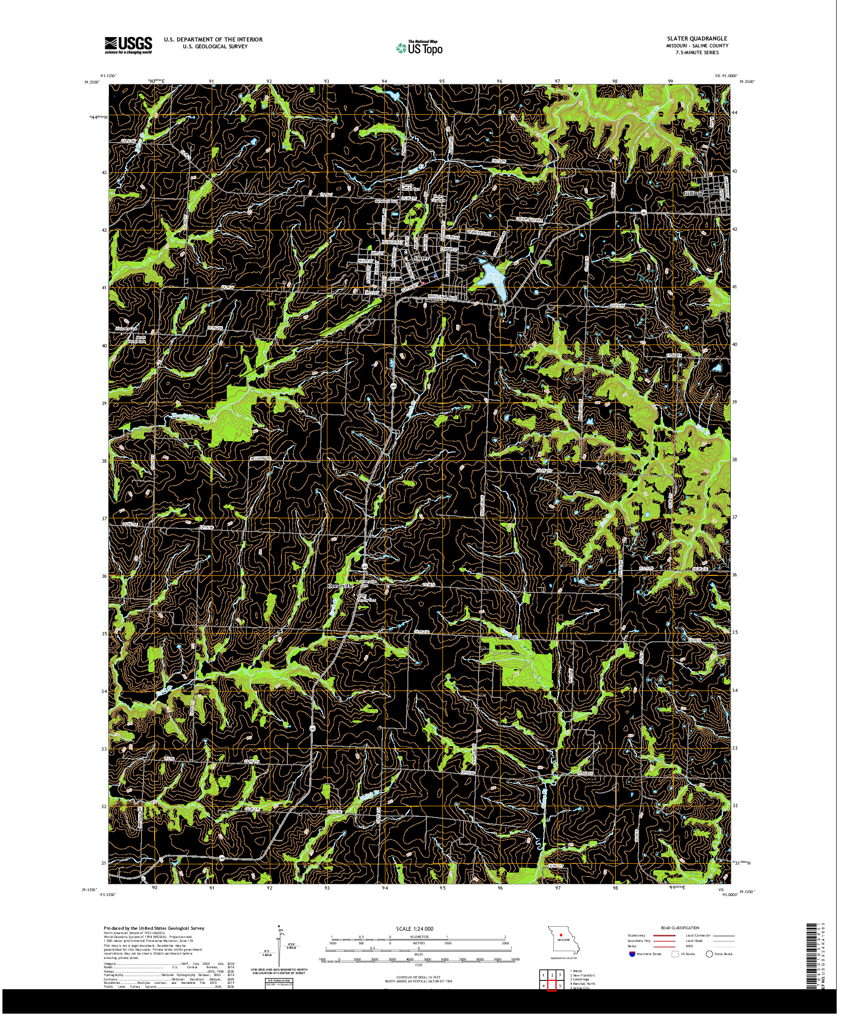 USGS US TOPO 7.5-MINUTE MAP FOR SLATER, MO 2021