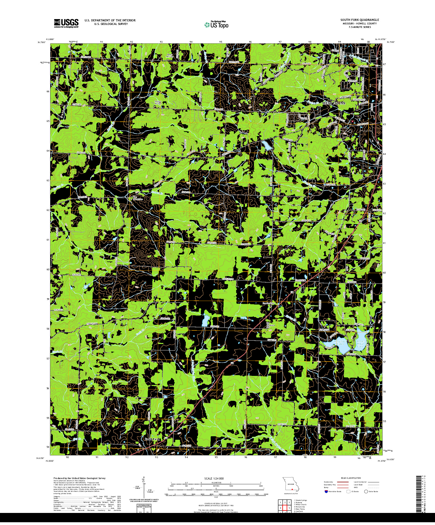 USGS US TOPO 7.5-MINUTE MAP FOR SOUTH FORK, MO 2021