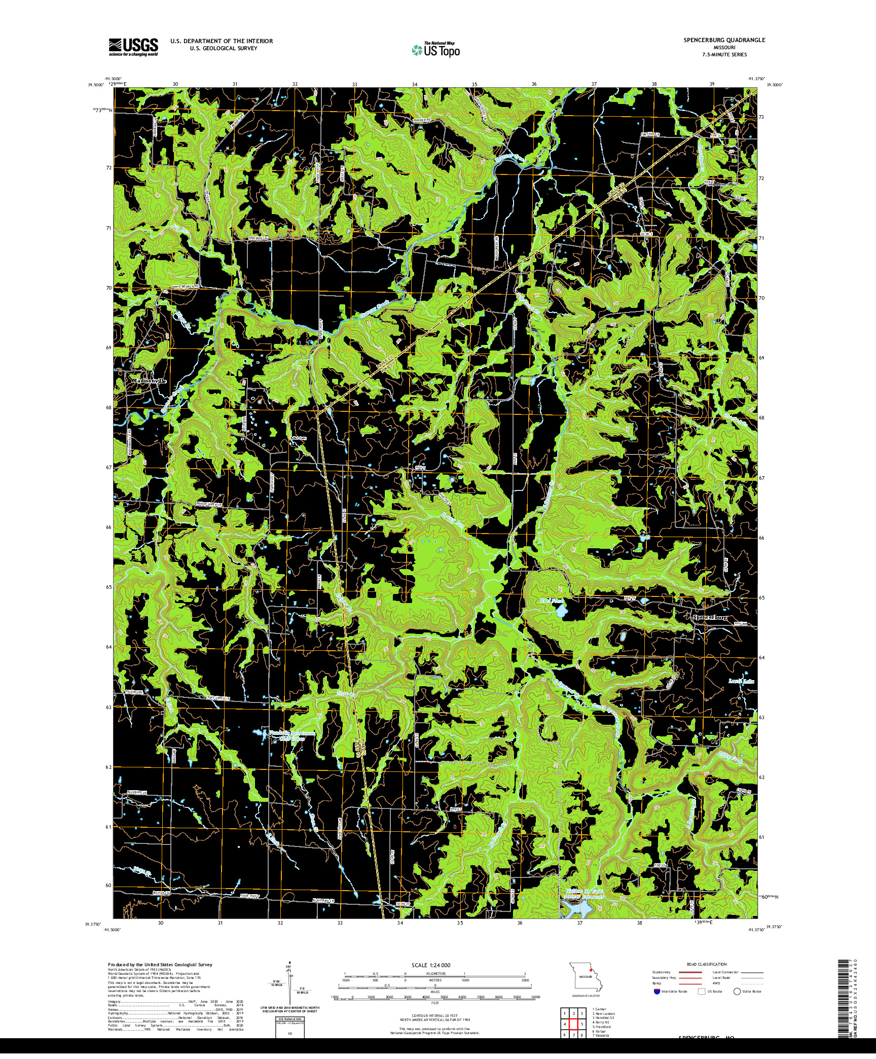 USGS US TOPO 7.5-MINUTE MAP FOR SPENCERBURG, MO 2021