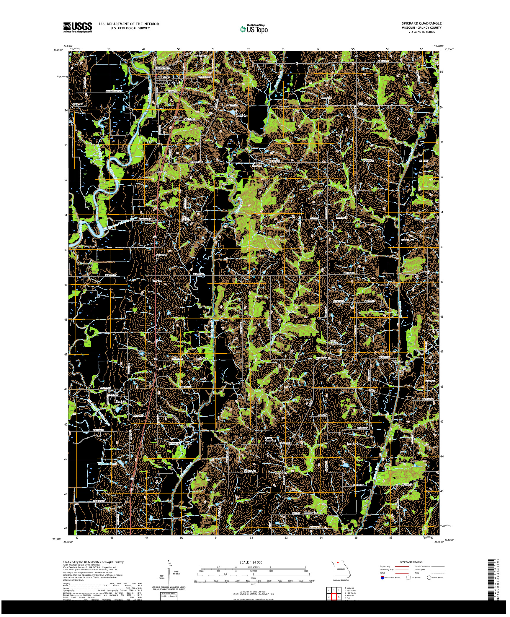USGS US TOPO 7.5-MINUTE MAP FOR SPICKARD, MO 2021