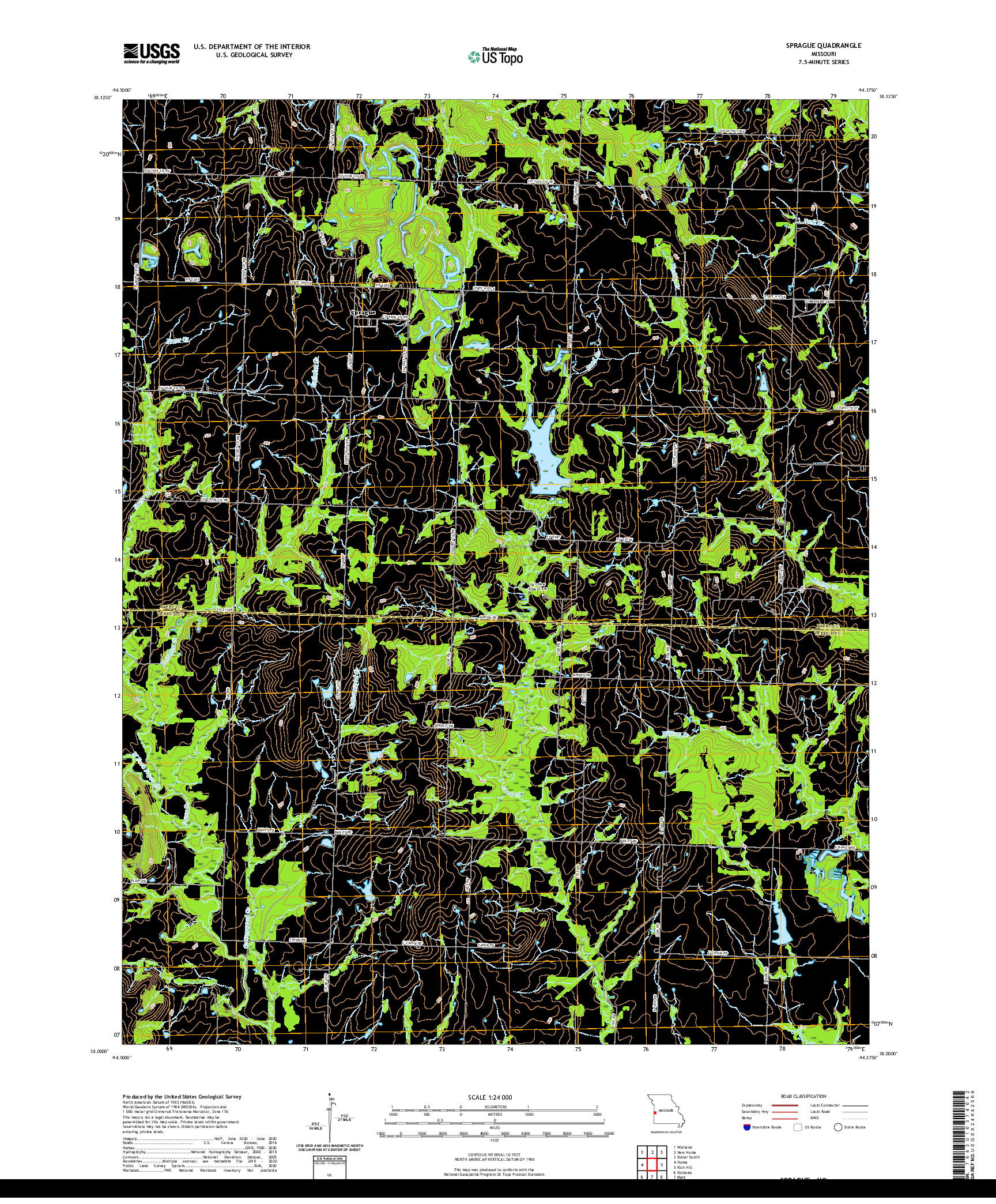 USGS US TOPO 7.5-MINUTE MAP FOR SPRAGUE, MO 2021