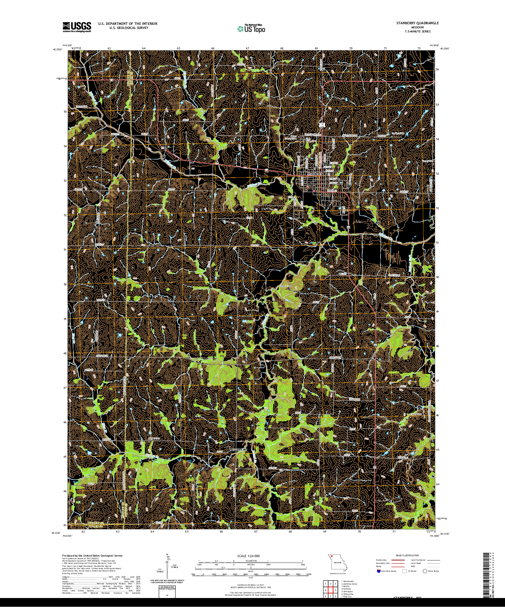 USGS US TOPO 7.5-MINUTE MAP FOR STANBERRY, MO 2021