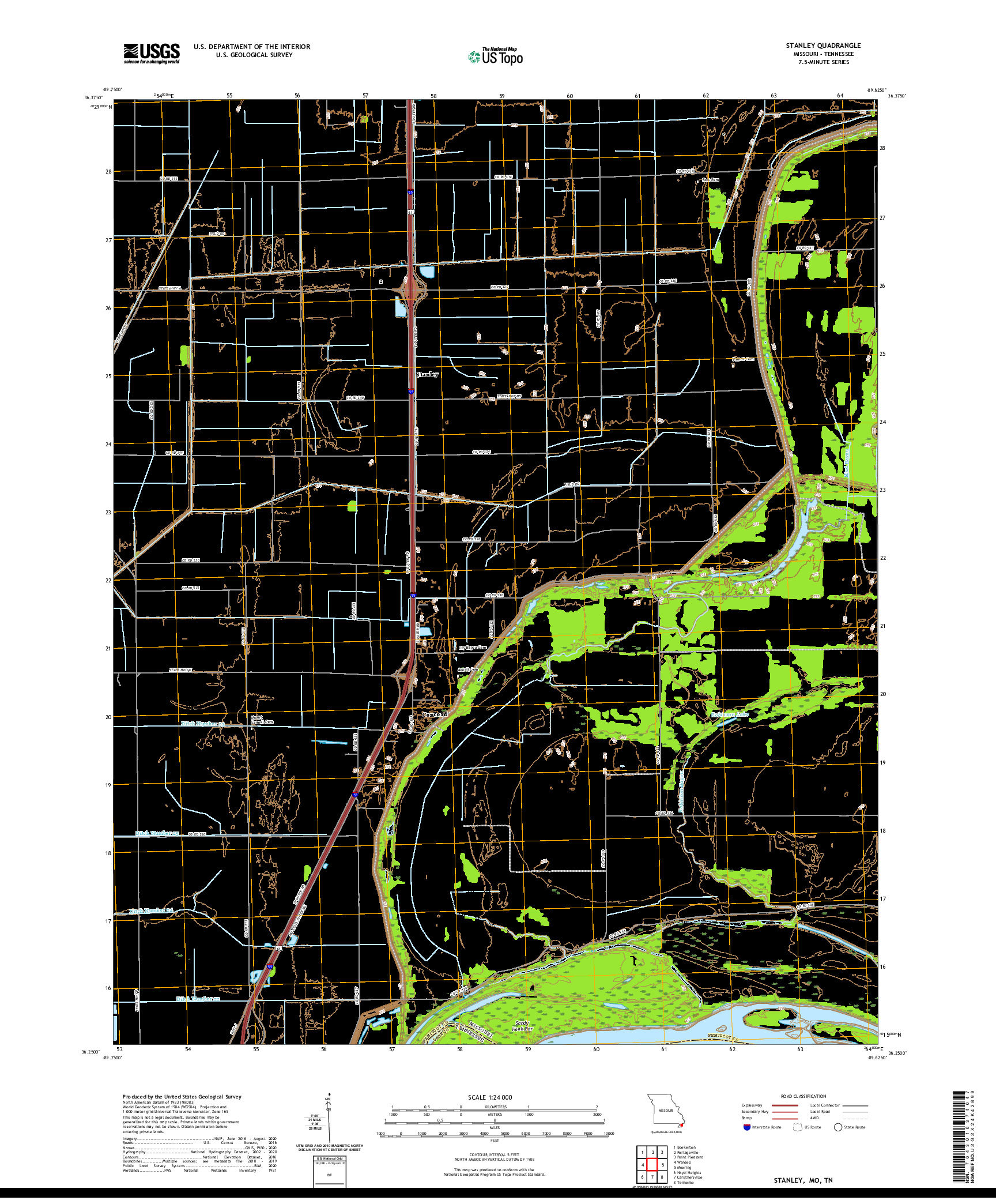 USGS US TOPO 7.5-MINUTE MAP FOR STANLEY, MO,TN 2021