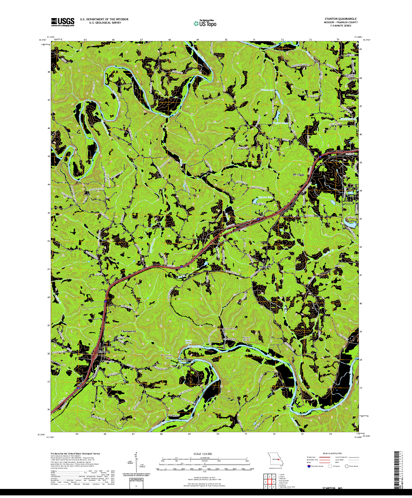 USGS US TOPO 7.5-MINUTE MAP FOR STANTON, MO 2021