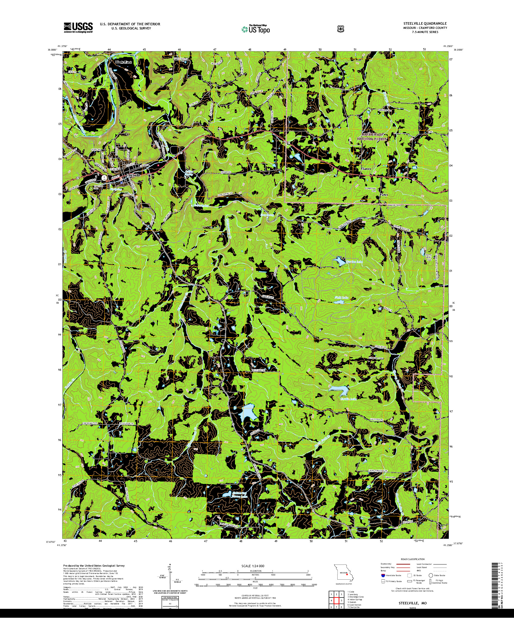 USGS US TOPO 7.5-MINUTE MAP FOR STEELVILLE, MO 2021