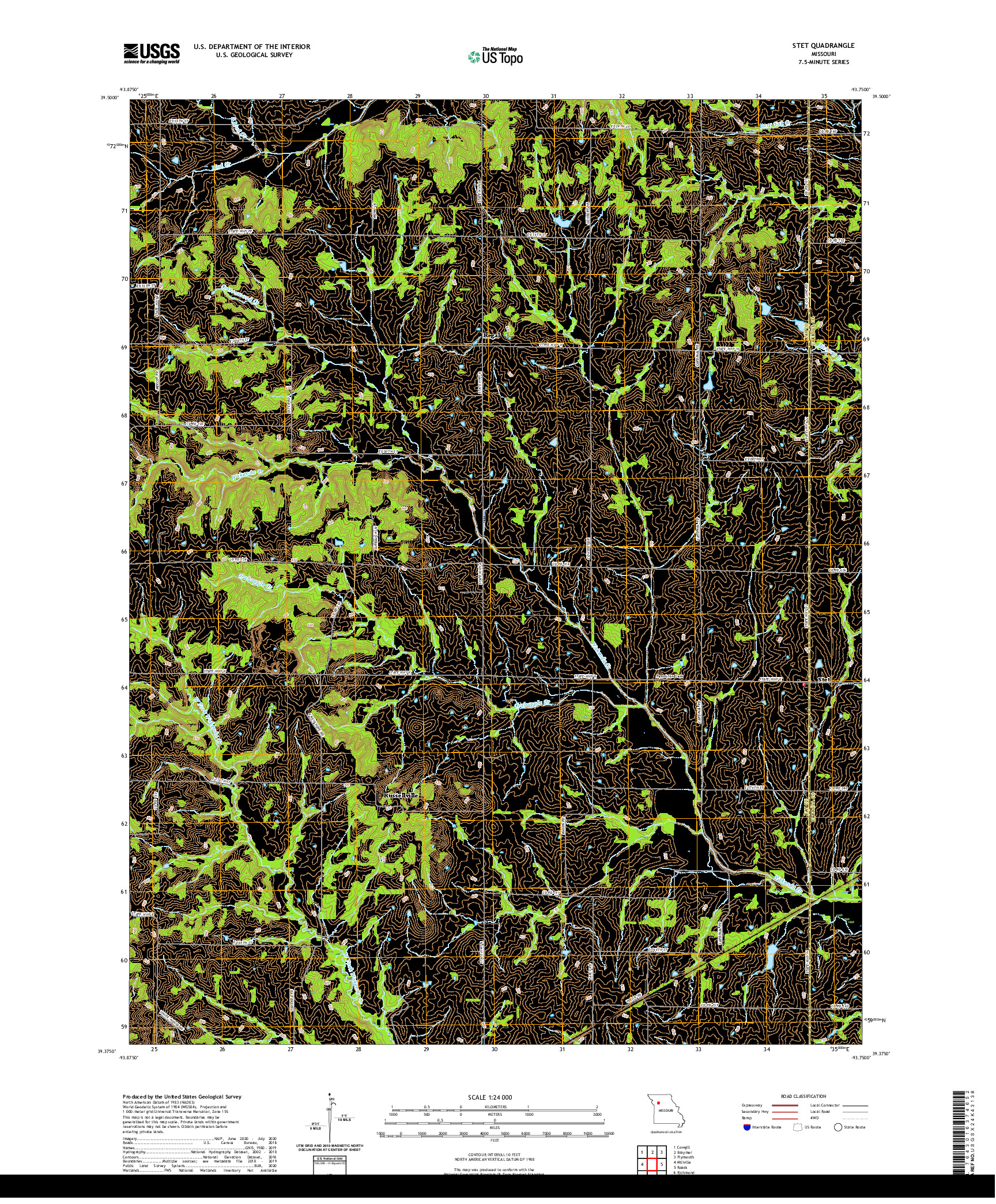 USGS US TOPO 7.5-MINUTE MAP FOR STET, MO 2021