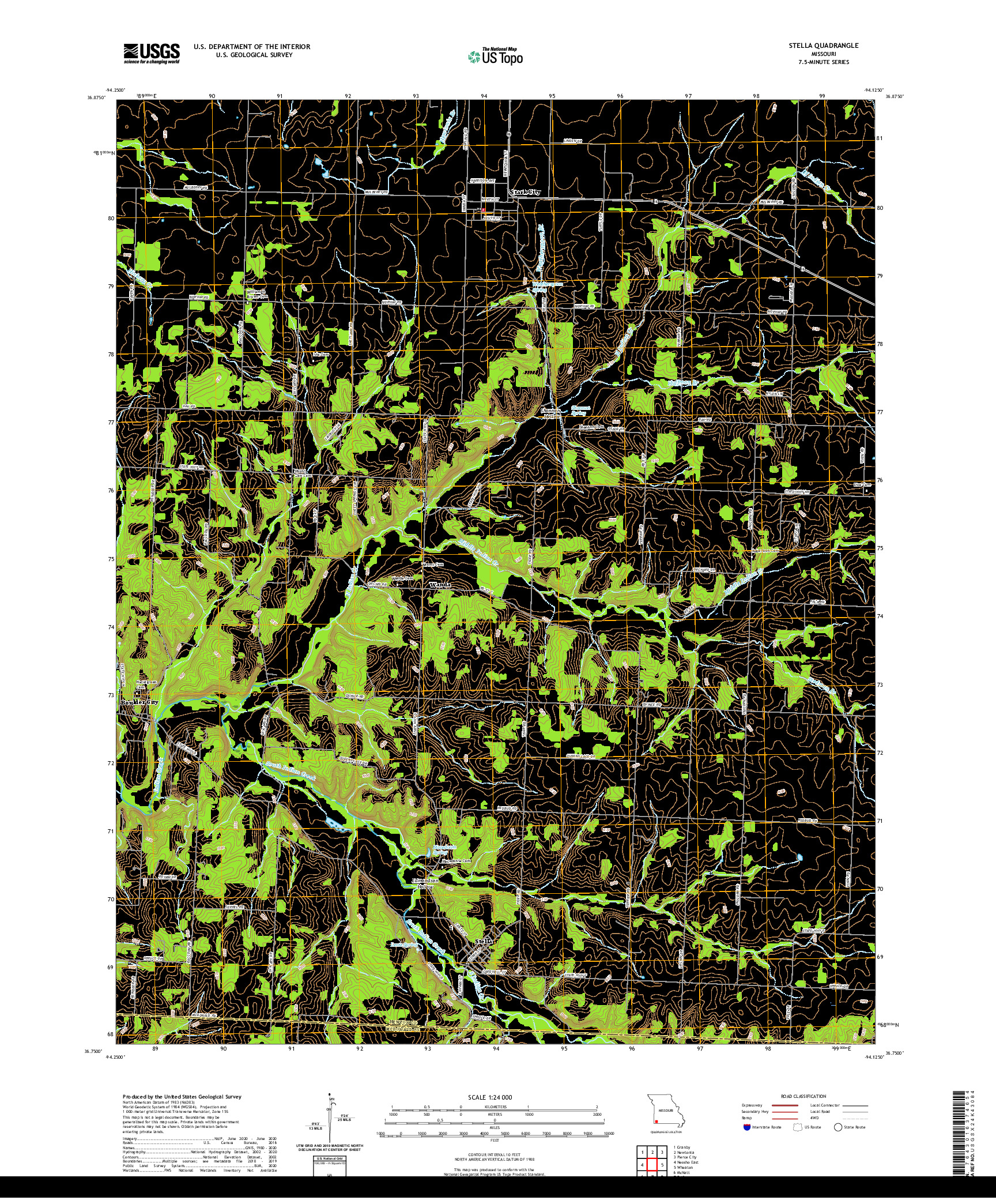 USGS US TOPO 7.5-MINUTE MAP FOR STELLA, MO 2021