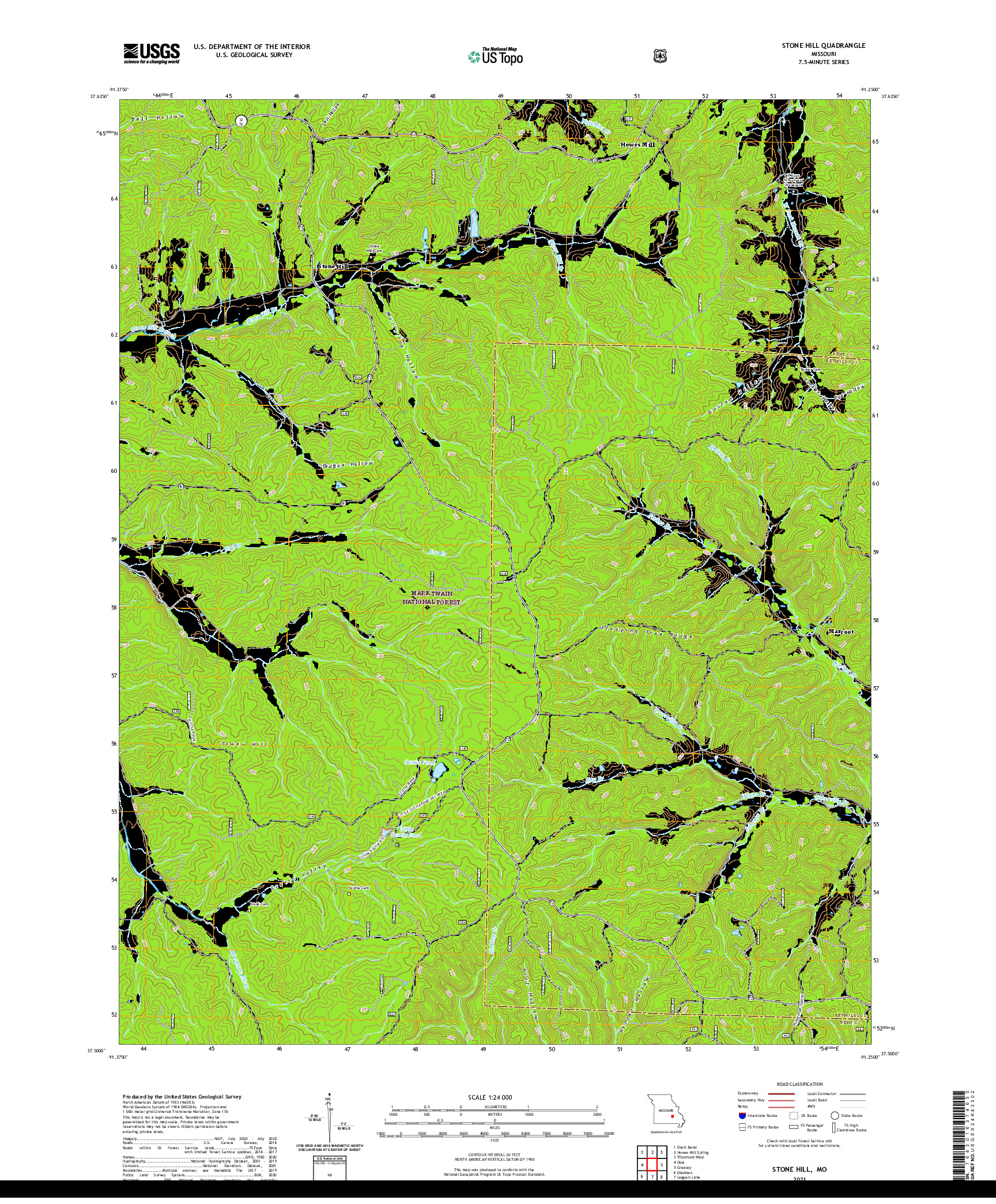 USGS US TOPO 7.5-MINUTE MAP FOR STONE HILL, MO 2021