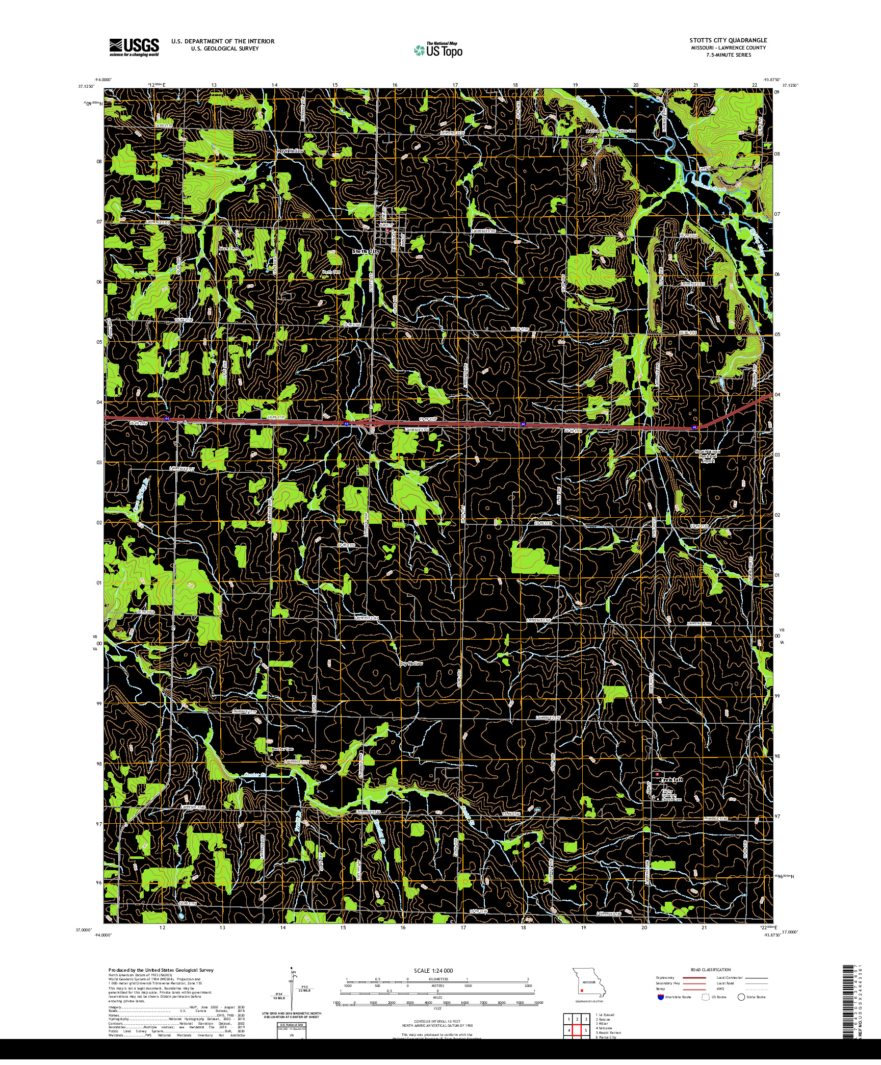 USGS US TOPO 7.5-MINUTE MAP FOR STOTTS CITY, MO 2021