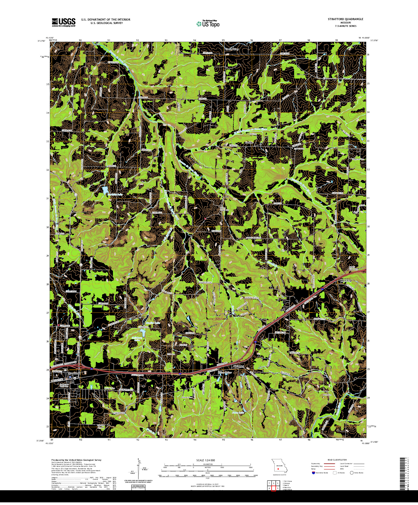 USGS US TOPO 7.5-MINUTE MAP FOR STRAFFORD, MO 2021