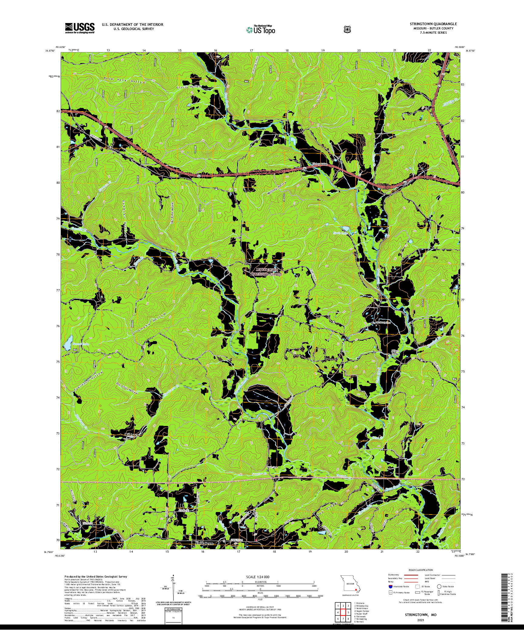 USGS US TOPO 7.5-MINUTE MAP FOR STRINGTOWN, MO 2021