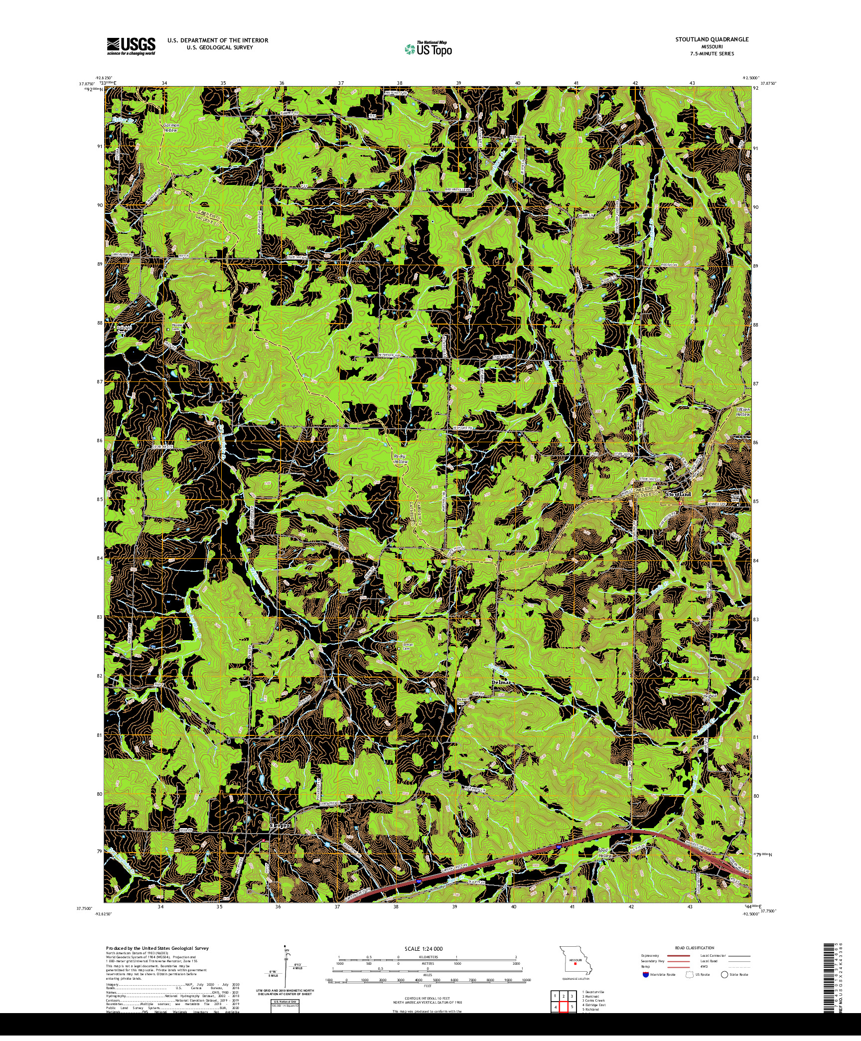 USGS US TOPO 7.5-MINUTE MAP FOR STOUTLAND, MO 2021