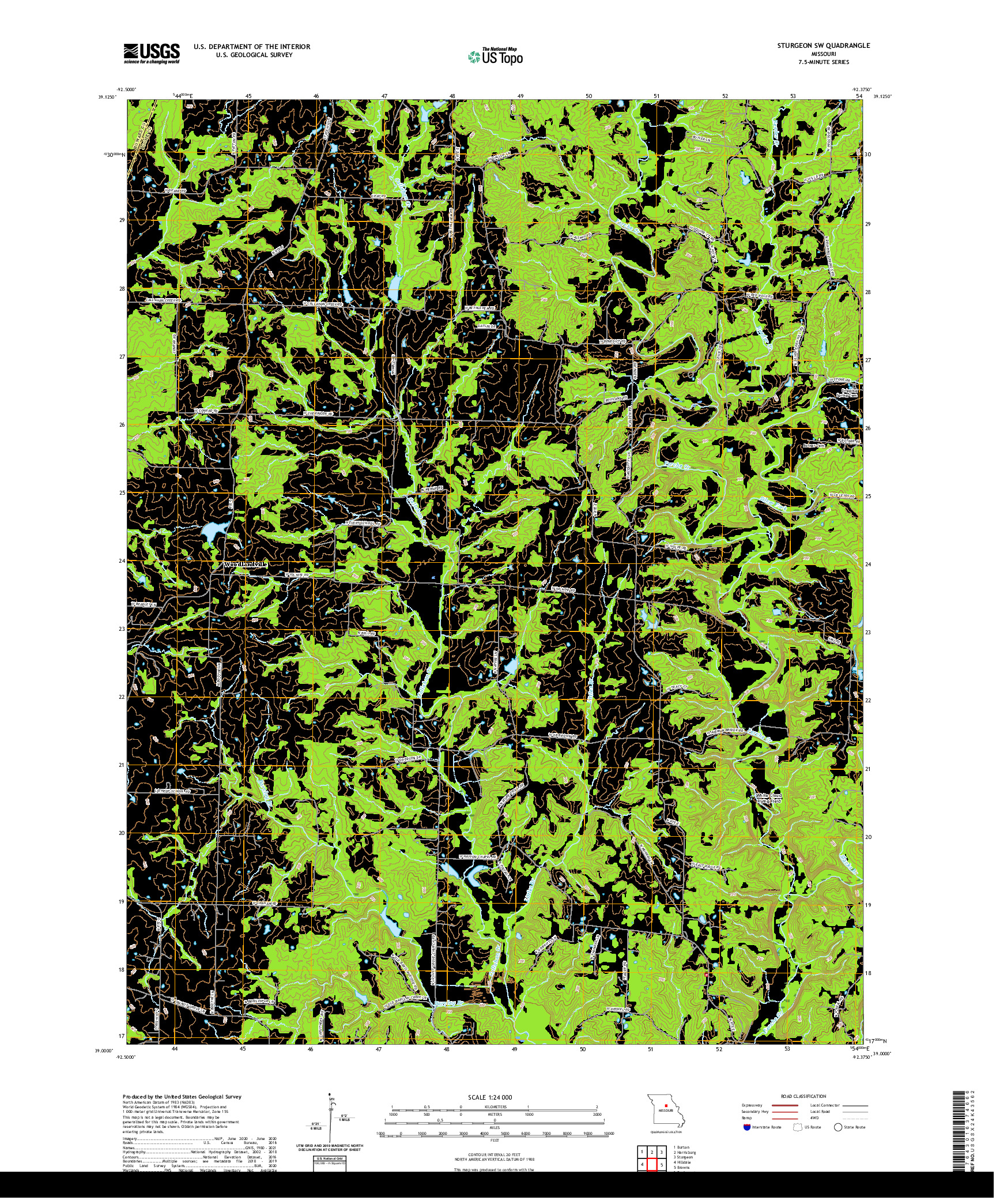 USGS US TOPO 7.5-MINUTE MAP FOR STURGEON SW, MO 2021