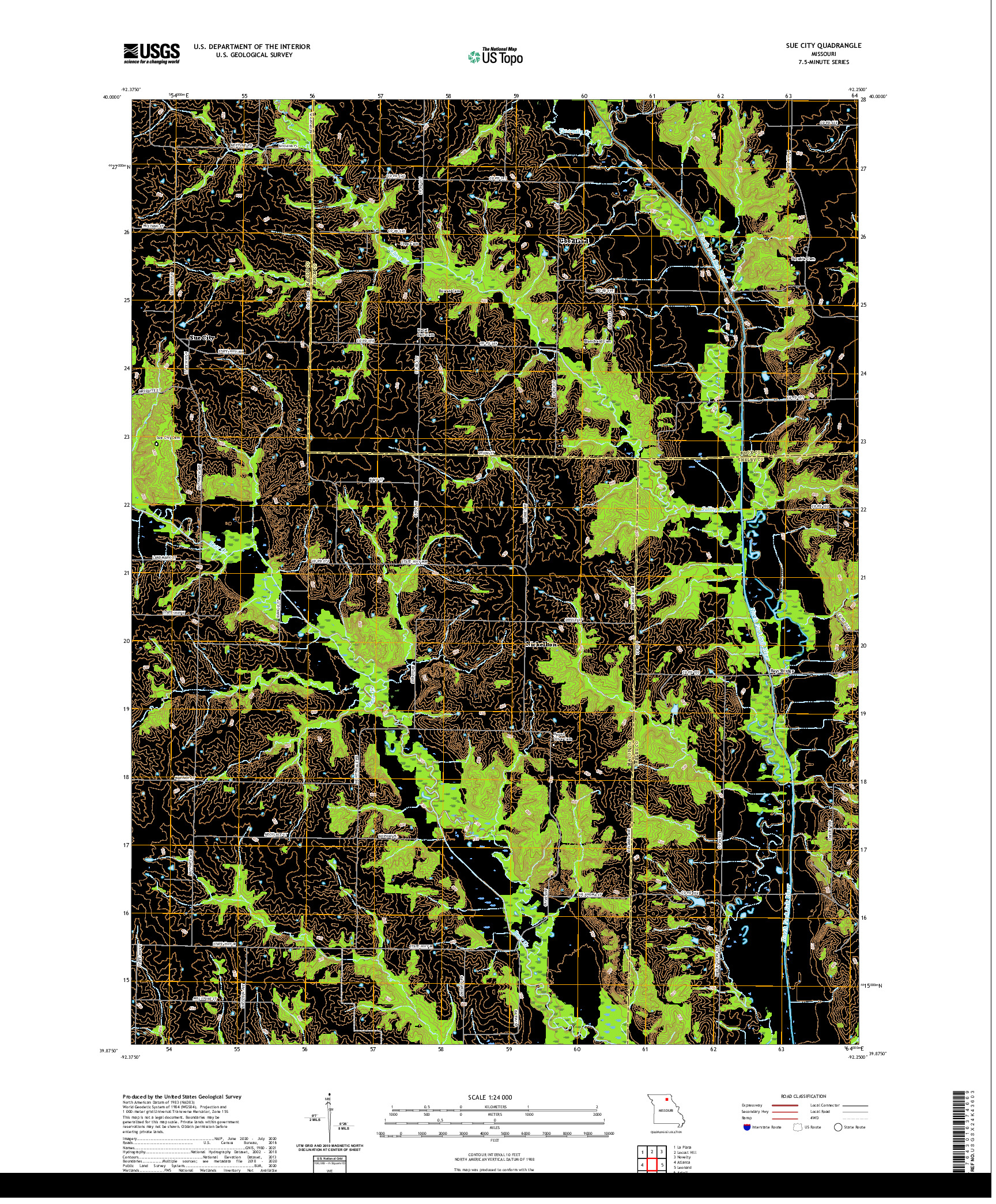 USGS US TOPO 7.5-MINUTE MAP FOR SUE CITY, MO 2021