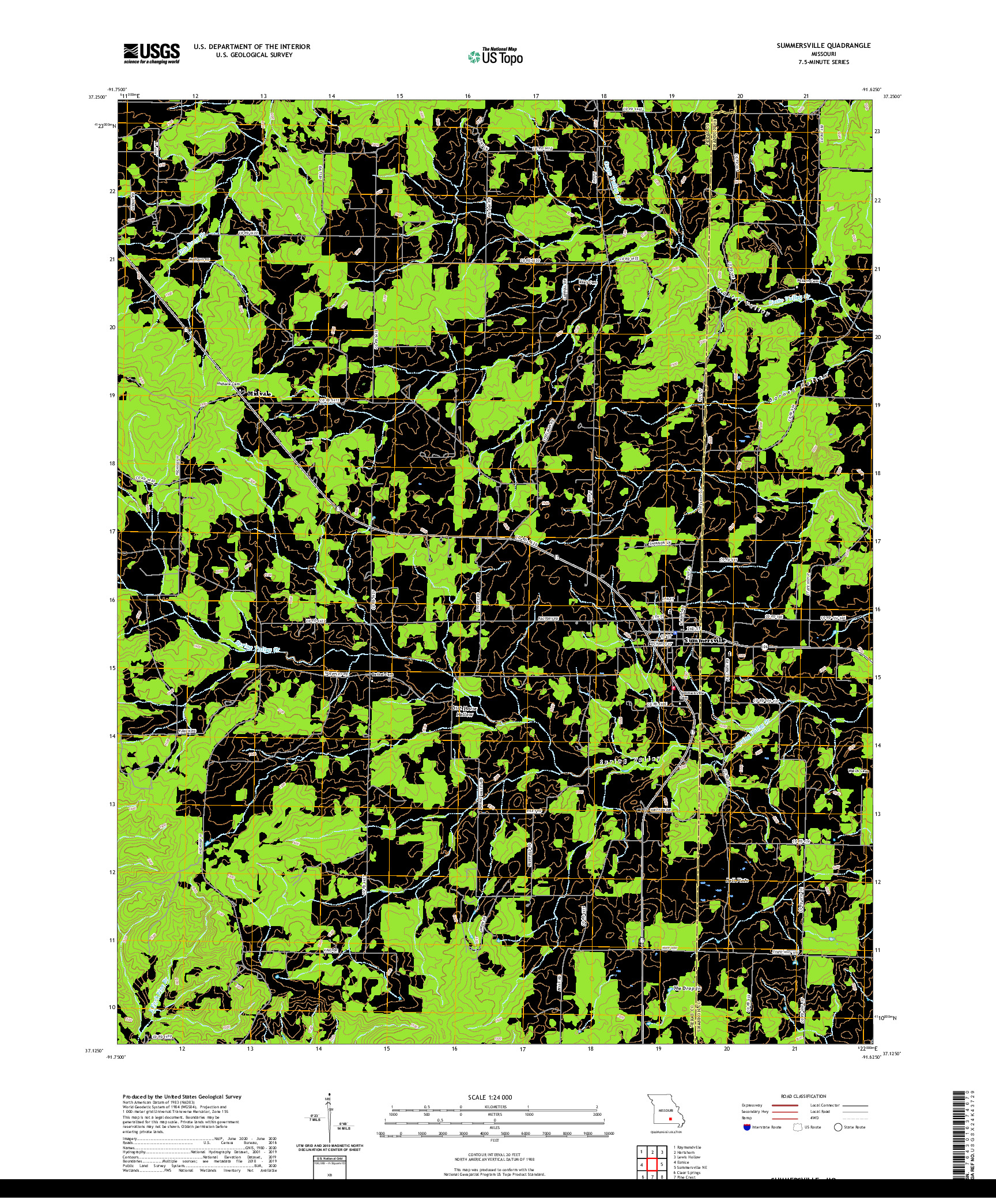 USGS US TOPO 7.5-MINUTE MAP FOR SUMMERSVILLE, MO 2021