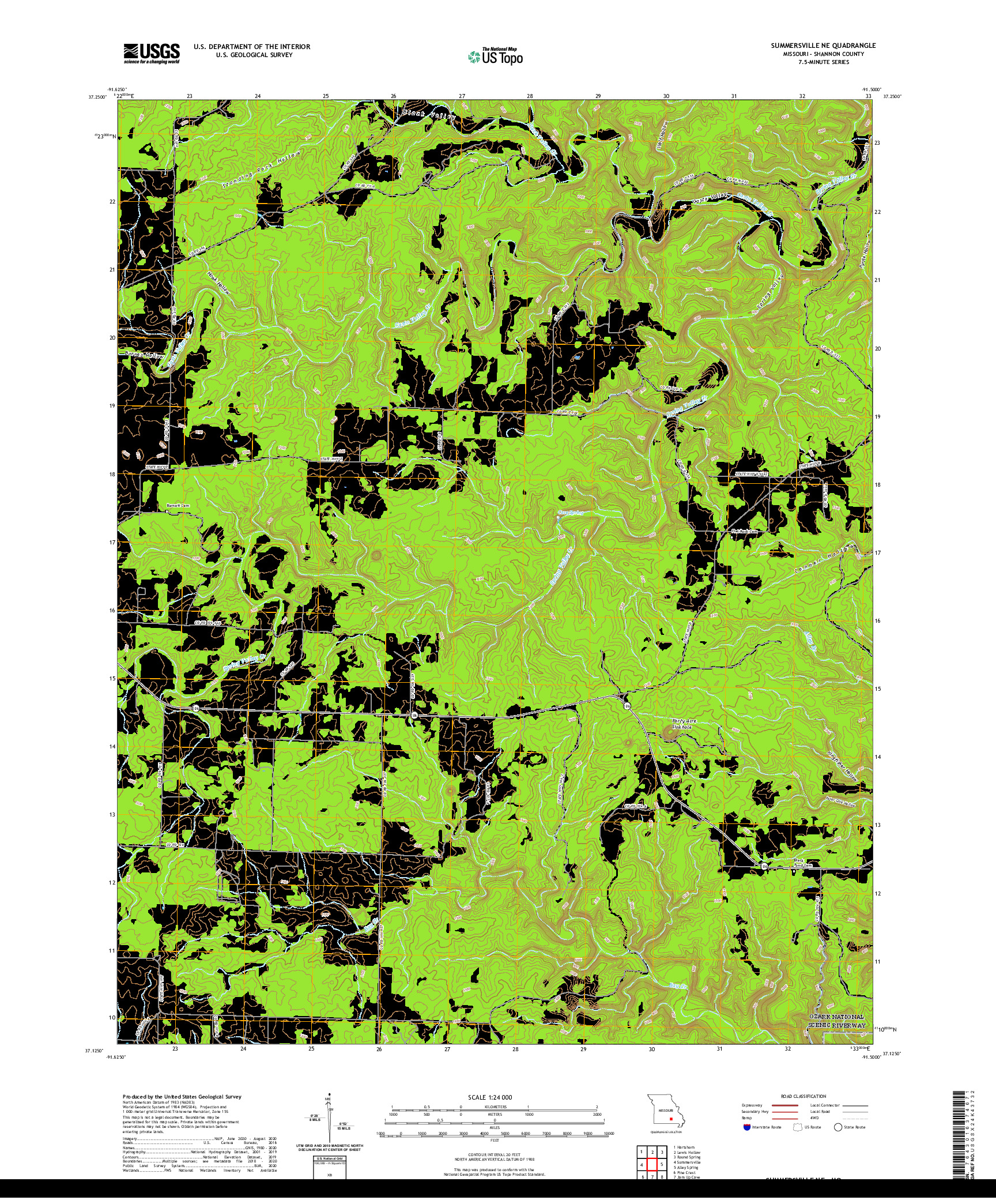 USGS US TOPO 7.5-MINUTE MAP FOR SUMMERSVILLE NE, MO 2021