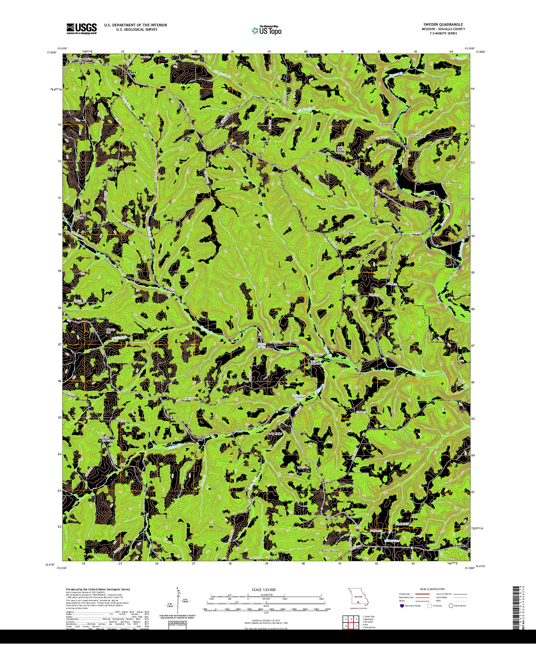 USGS US TOPO 7.5-MINUTE MAP FOR SWEDEN, MO 2021