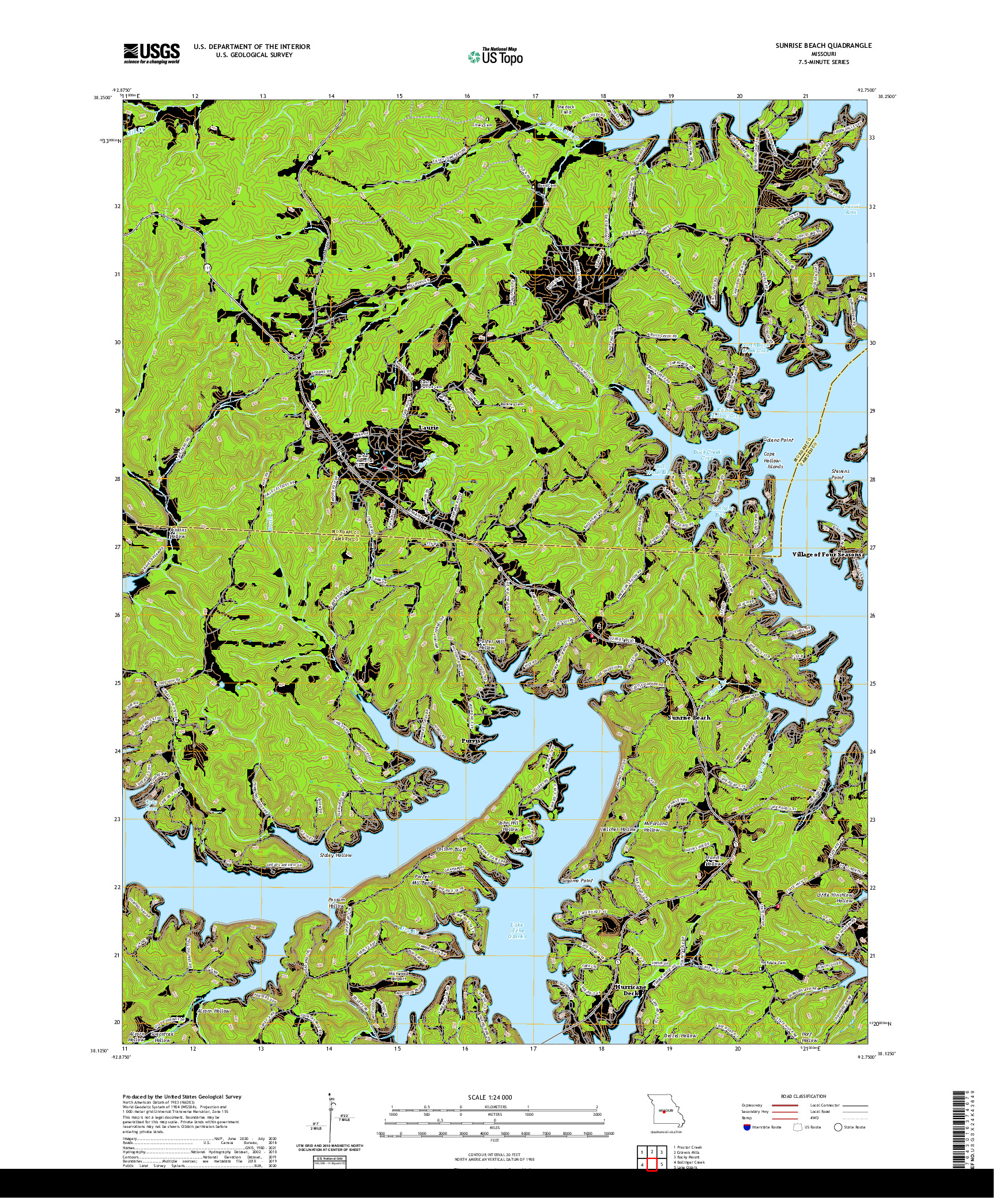 USGS US TOPO 7.5-MINUTE MAP FOR SUNRISE BEACH, MO 2021