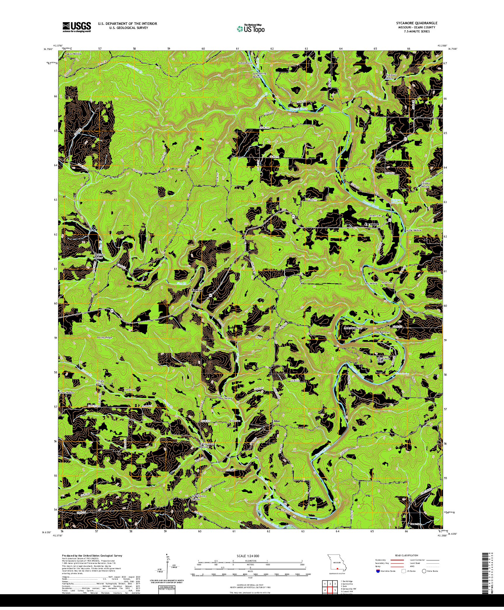 USGS US TOPO 7.5-MINUTE MAP FOR SYCAMORE, MO 2021
