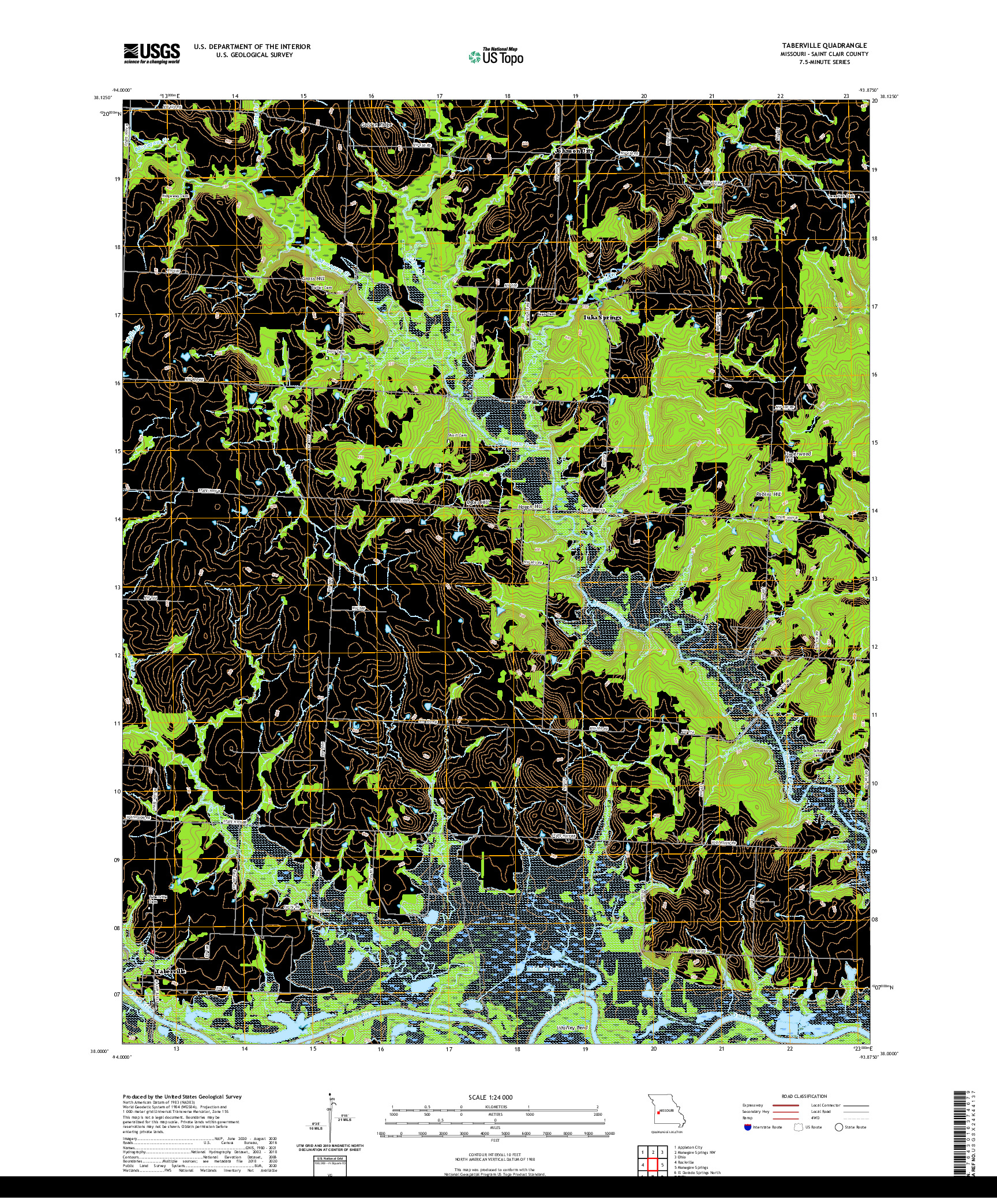 USGS US TOPO 7.5-MINUTE MAP FOR TABERVILLE, MO 2021