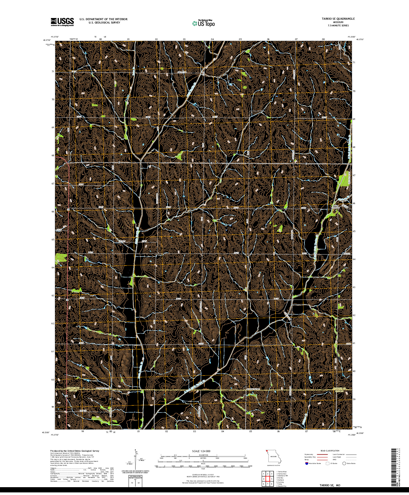 USGS US TOPO 7.5-MINUTE MAP FOR TARKIO SE, MO 2021